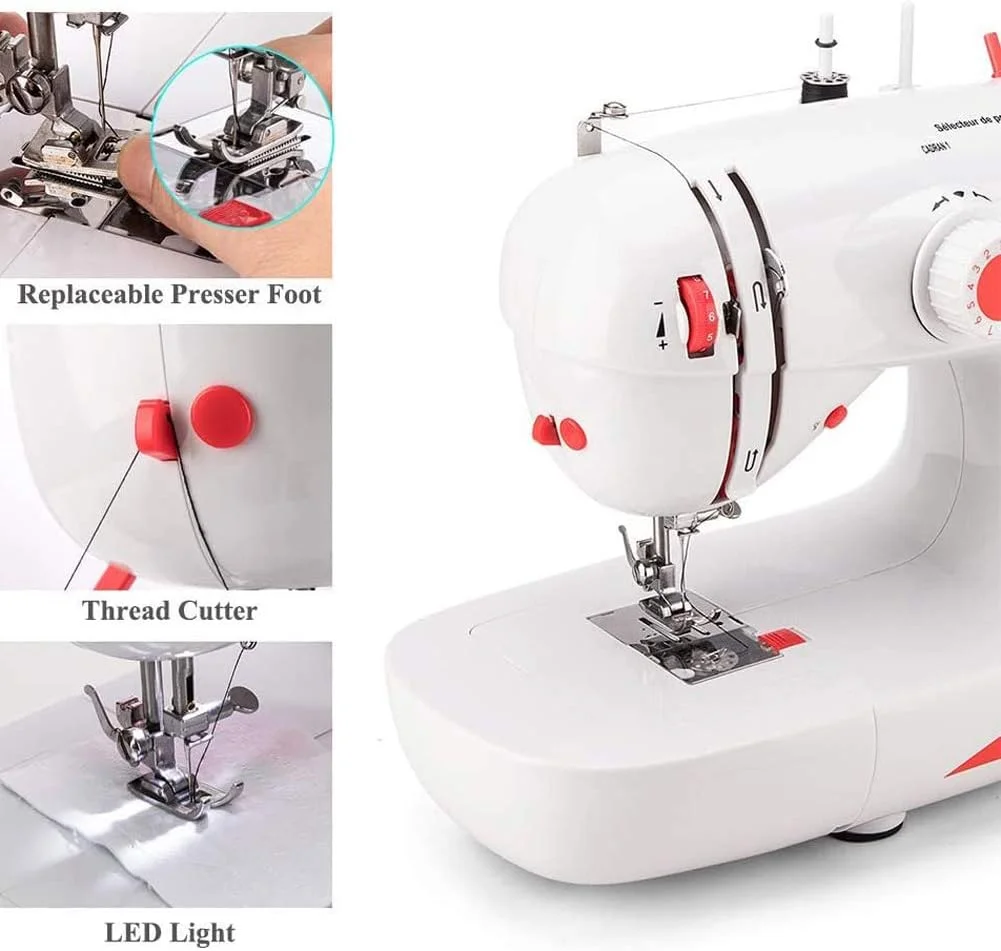 چرخ خیاطی برقی خانگی اورلاک با 42 طرح دوخت داخلی، ست کاردستی و DIY برای مبتدیان