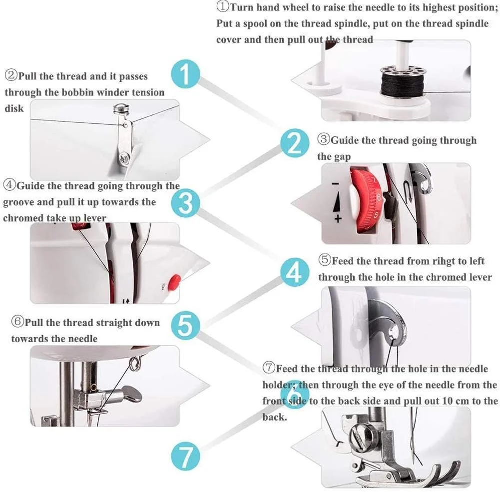 چرخ خیاطی برقی خانگی اورلاک با 42 طرح دوخت داخلی، ست کاردستی و DIY برای مبتدیان
