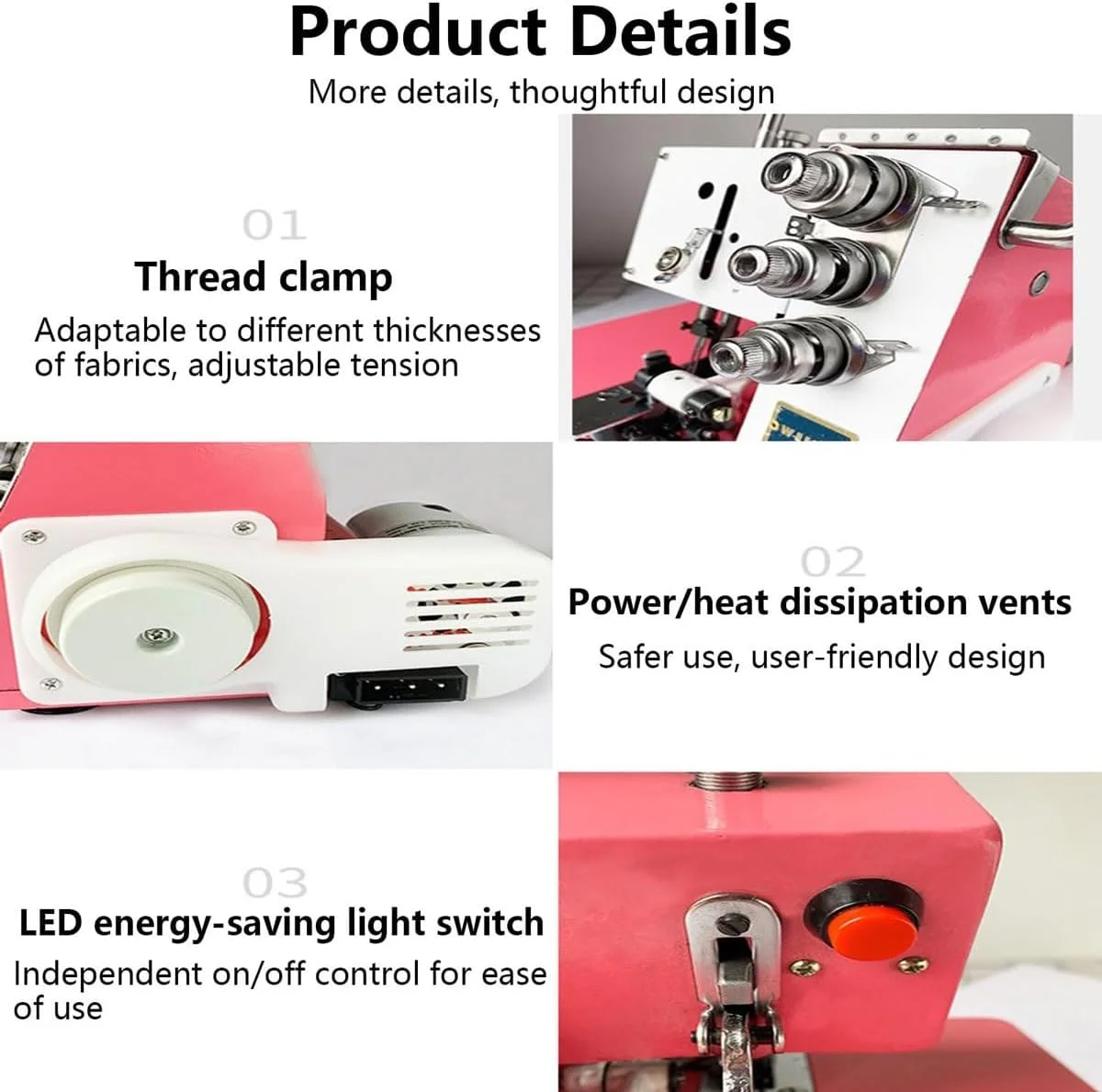 چرخ خیاطی سردوز سنگین، چرخ سردوز برقی چهار نخ با قابلیت دوخت 2-3-4، سینی جمع آوری خرده پارچه، پایه های فشاری Snap-on، برای مبتدیان و حرفه ای ها چرخ خیاطی سردوز سنگین، چرخ سردوز برقی چهار نخ با قابلیت دوخت 2-3-4، سینی جمع آوری خرده پارچه، پایه های فشاری Snap-on، برای مبتدیان و حرفه ای ها