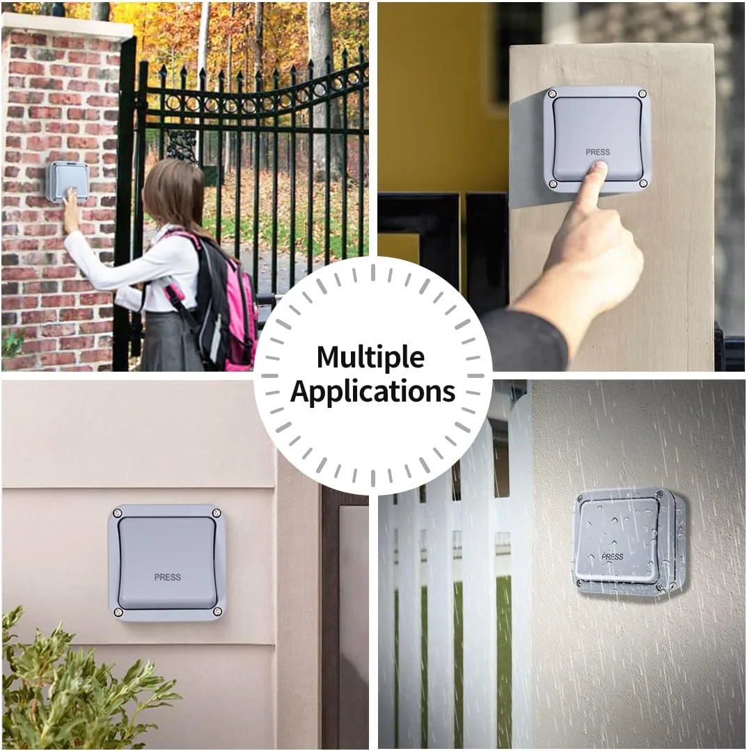 دکمه فشاری دیواری ضد آب TOPENS TC148، کلید رهاسازی سیمی نصب شده روی سطح برای بازکننده درب اتوماتیک، سیستم کنترل دسترسی درب و سیستم زنگ درب، کلید تماسی لحظه ای برای استفاده در فضای باز