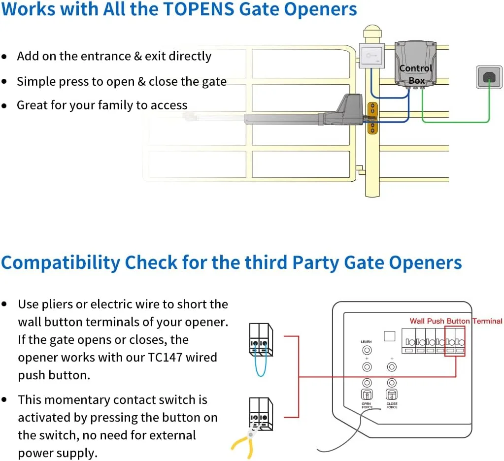 دکمه فشاری دیواری TOPENS TC147، نصب همسطح، سوئیچ رهاسازی سیمی غیر ضد آب برای بازکننده درب اتوماتیک، سیستم کنترل دسترسی درب، لوازم جانبی اپراتور درب سوئیچ تماسی لحظه ای دکمه فشاری دیواری TOPENS TC147، نصب همسطح، سوئیچ رهاسازی سیمی غیر ضد آب برای بازکننده درب اتوماتیک، سیستم کنترل دسترسی درب، لوازم جانبی اپراتور درب سوئیچ تماسی لحظه ای