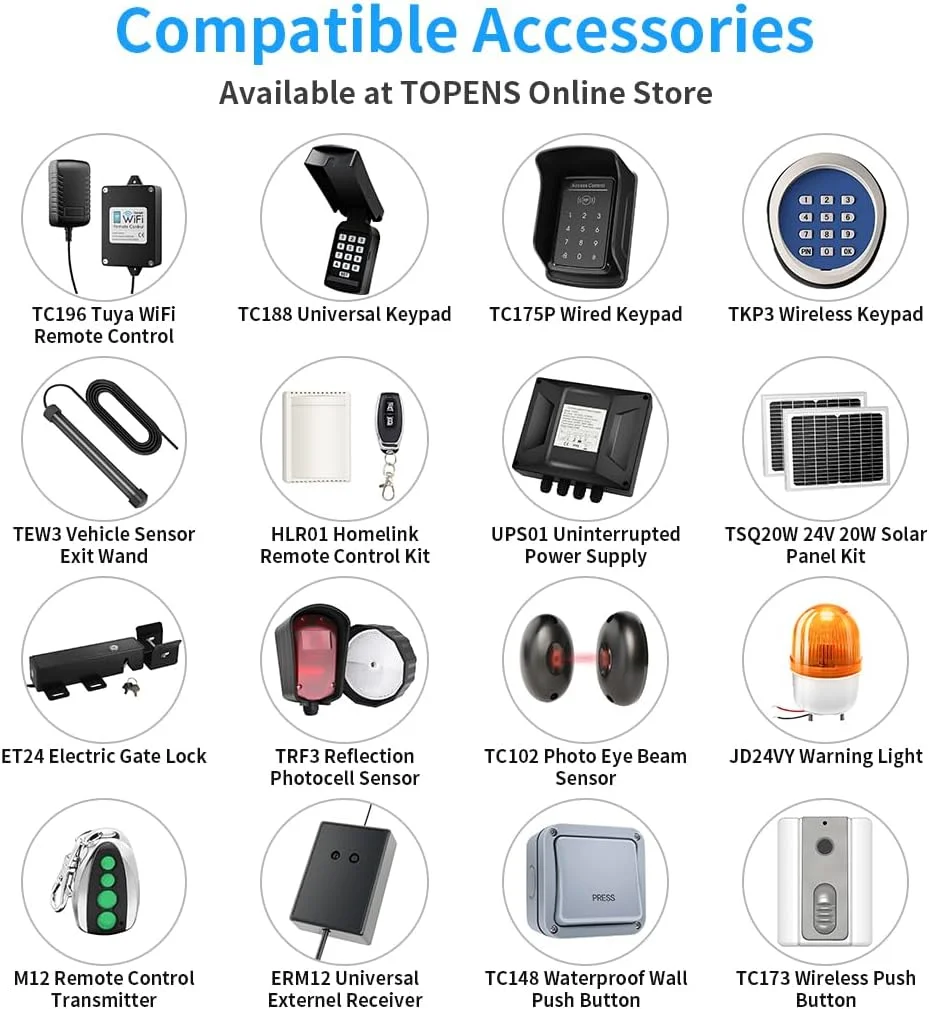 درب بازکن خورشیدی اتوماتیک TOPENS AD8S برای درب های دولنگه سنگین تا 5.5 متر در هر بازو، کیت کنترل از راه دور با باتری و موتور درب به همراه پنل خورشیدی درب بازکن خورشیدی اتوماتیک TOPENS AD8S برای درب های دولنگه سنگین تا 5.5 متر در هر بازو، کیت کنترل از راه دور با باتری و موتور درب به همراه پنل خورشیدی