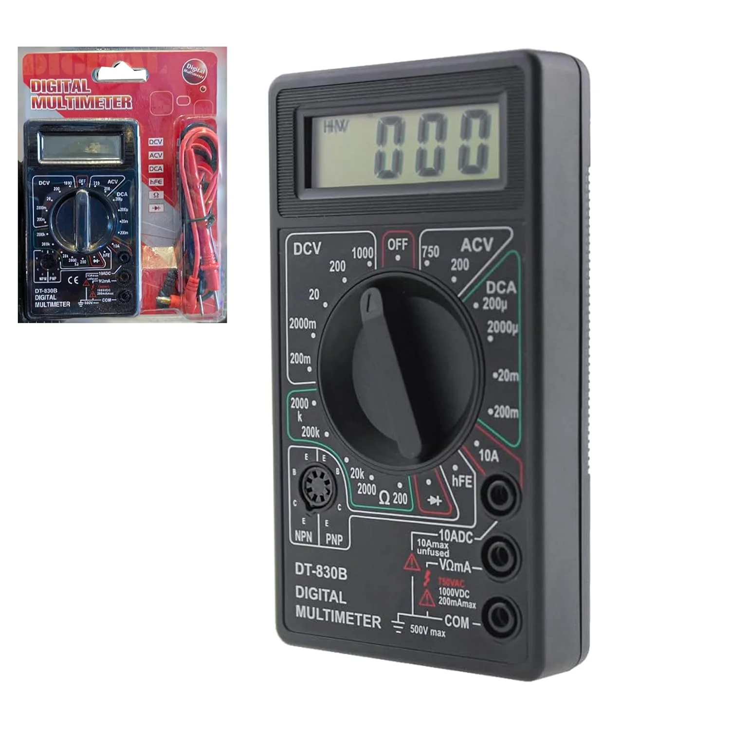 مولتی متر دیجیتال VersaMarts – ولت متر و آمپرمتر LCD با تست دیود، اندازه گیری AC/DC، شامل باتری