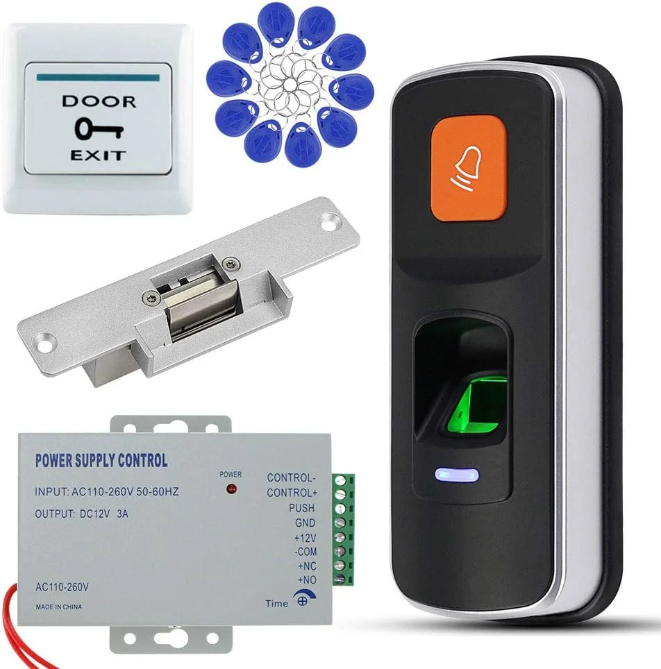کیت کنترل دسترسی اثر انگشت بیومتریک uoweky، کارتخوان RFID + منبع تغذیه 12 ولت 3 آمپر + دکمه خروج + قفل زبانه برقی NC + 10 عدد جاسوئیچی آبی برای بازکننده درب کیت کنترل دسترسی اثر انگشت بیومتریک uoweky، کارتخوان RFID + منبع تغذیه 12 ولت 3 آمپر + دکمه خروج + قفل زبانه برقی NC + 10 عدد جاسوئیچی آبی برای بازکننده درب