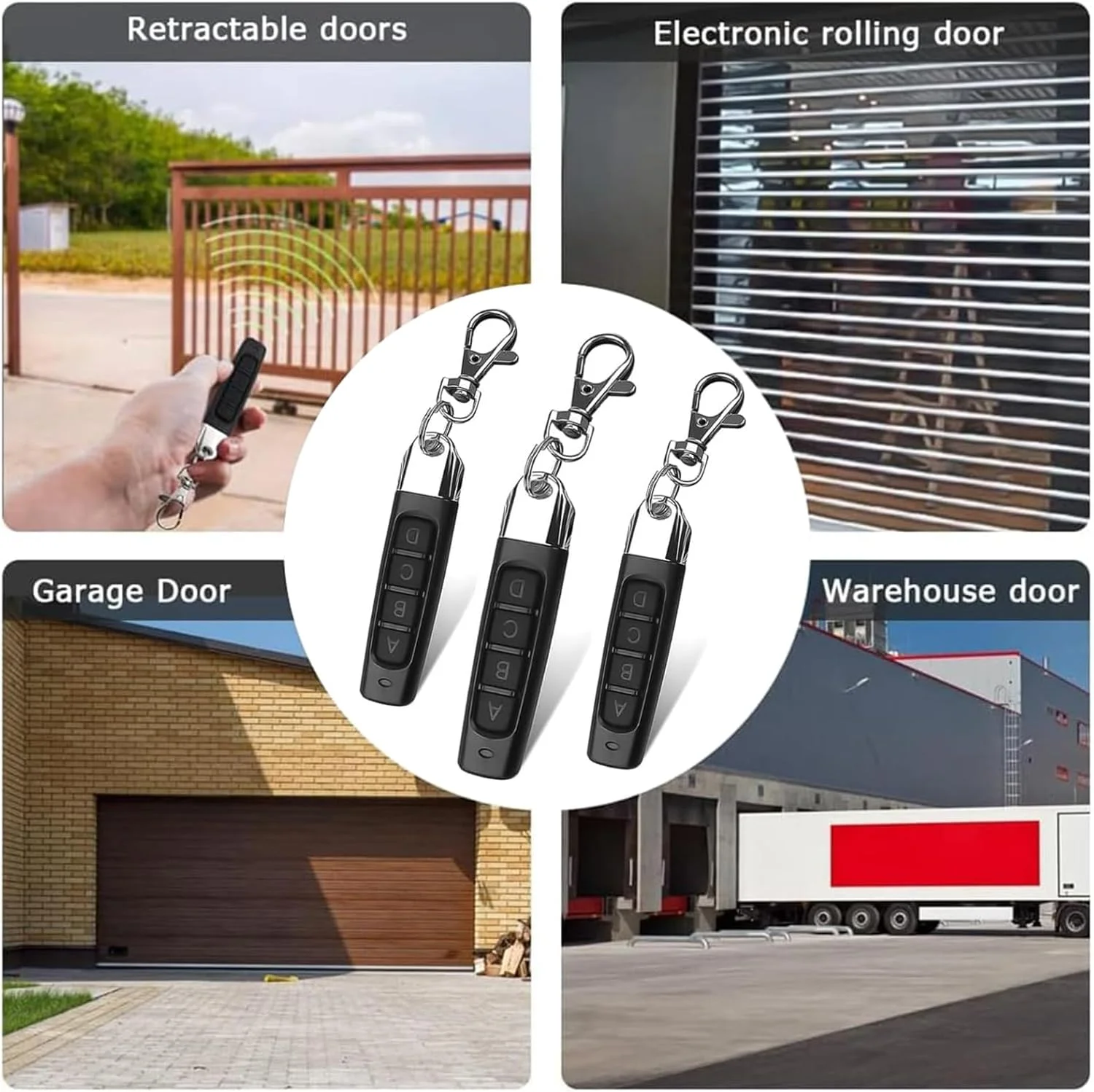 دستگاه تکثیر کنترل از راه دور درب 433MHz مدل UOEPOWA، بازکننده درب اتوماتیک، بازکننده درب برقی 433 مگاهرتز برای درب کشویی، بسته 2 عددی کلید درب گاراژ