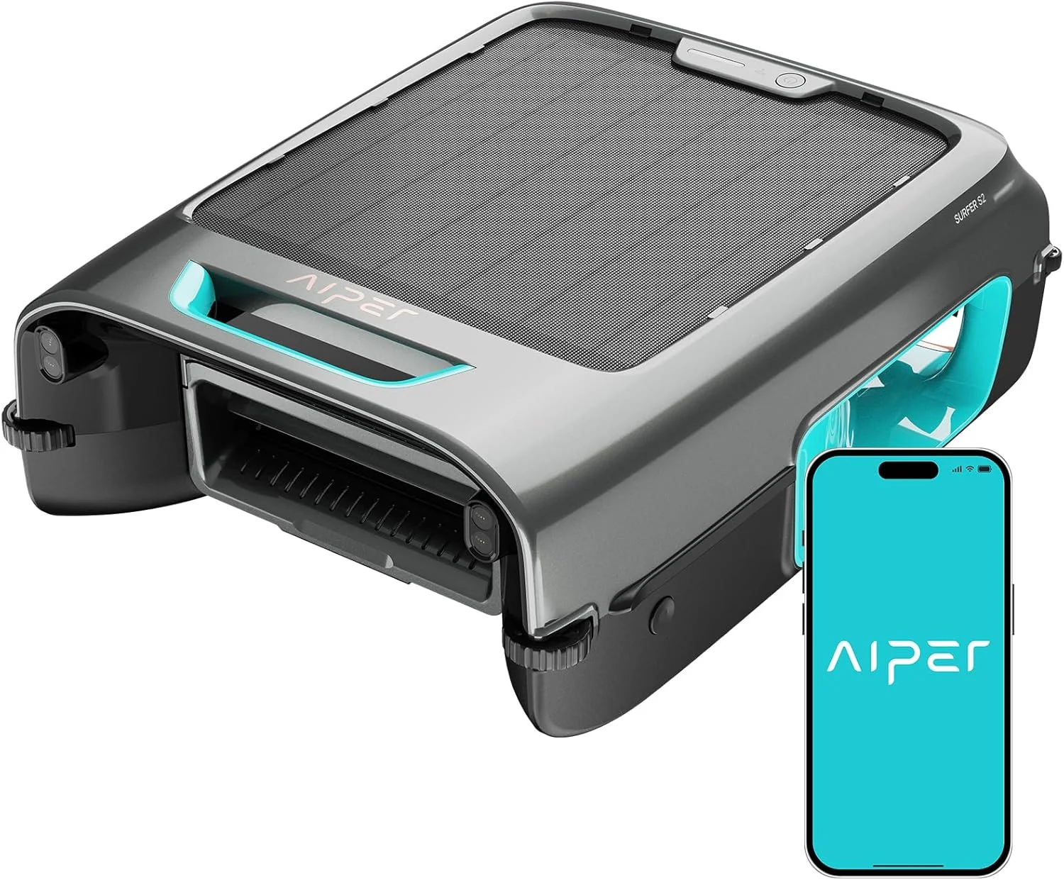AIPER Surfer S2 Robotic Solar Pool Skimmer with APP Support, 24/7 Cleaning, Dual Charging Modes, Smart Obstacle Avoidance, Ideal for All Swimming Pool Types