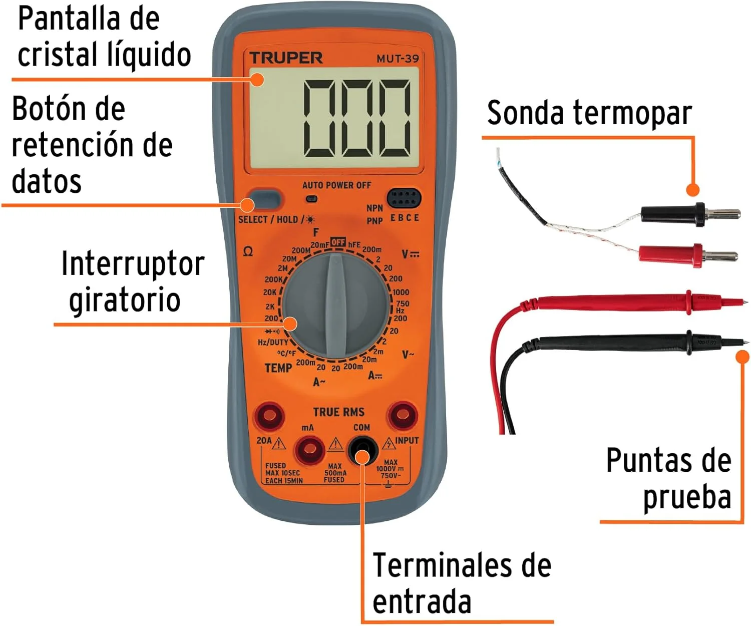 Truper MUT-39 Professional Digital Multimeter - تصویر 2