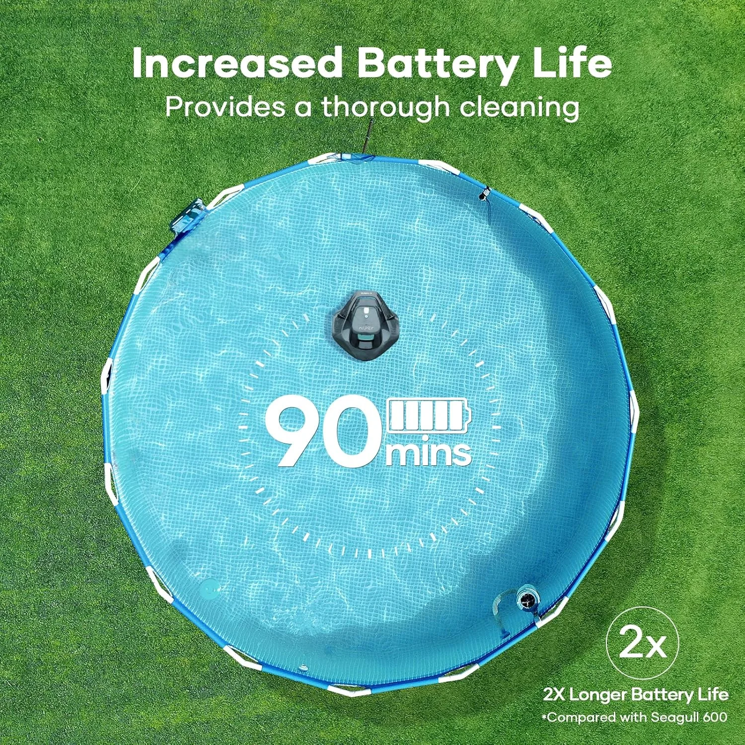 AIPER Cordless Robotic Pool Vacuum, Self-Parking Technology, Portable, Ideal for Above-Ground Flat Pool up to 40 Feet