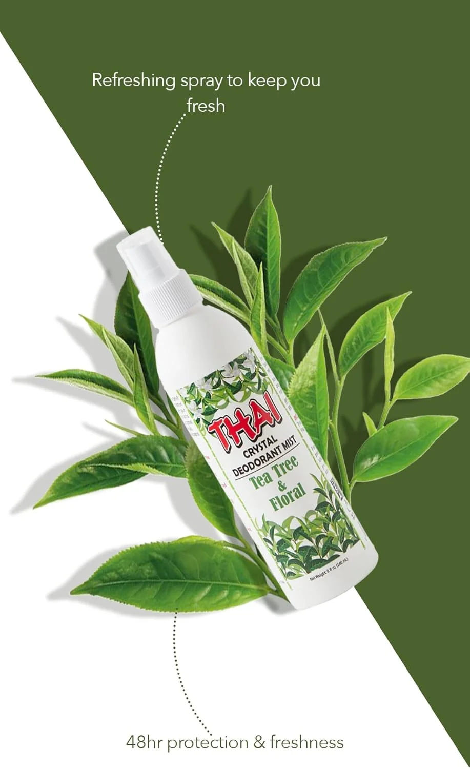 اسپری دئودورانت طبیعی سنگ کریستال تای 236 میلی لیتر (درخت چای و اکالیپتوس، تک) اسپری دئودورانت طبیعی سنگ کریستال تای 236 میلی لیتر (درخت چای و اکالیپتوس، تک)