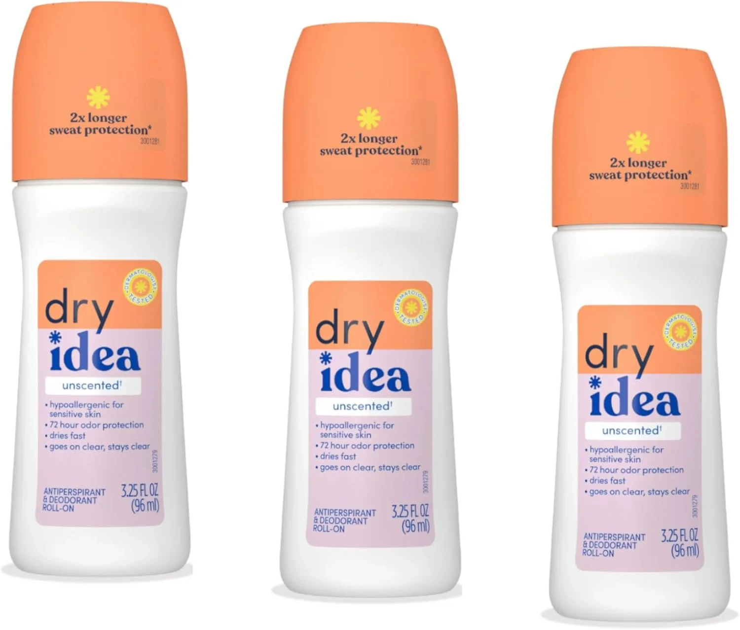 دئودورانت ضد تعریق رولی بدون عطر Dry Idea، 96 میلی لیتر (بسته 3 عددی) دئودورانت ضد تعریق رولی بدون عطر Dry Idea، 96 میلی لیتر (بسته 3 عددی)