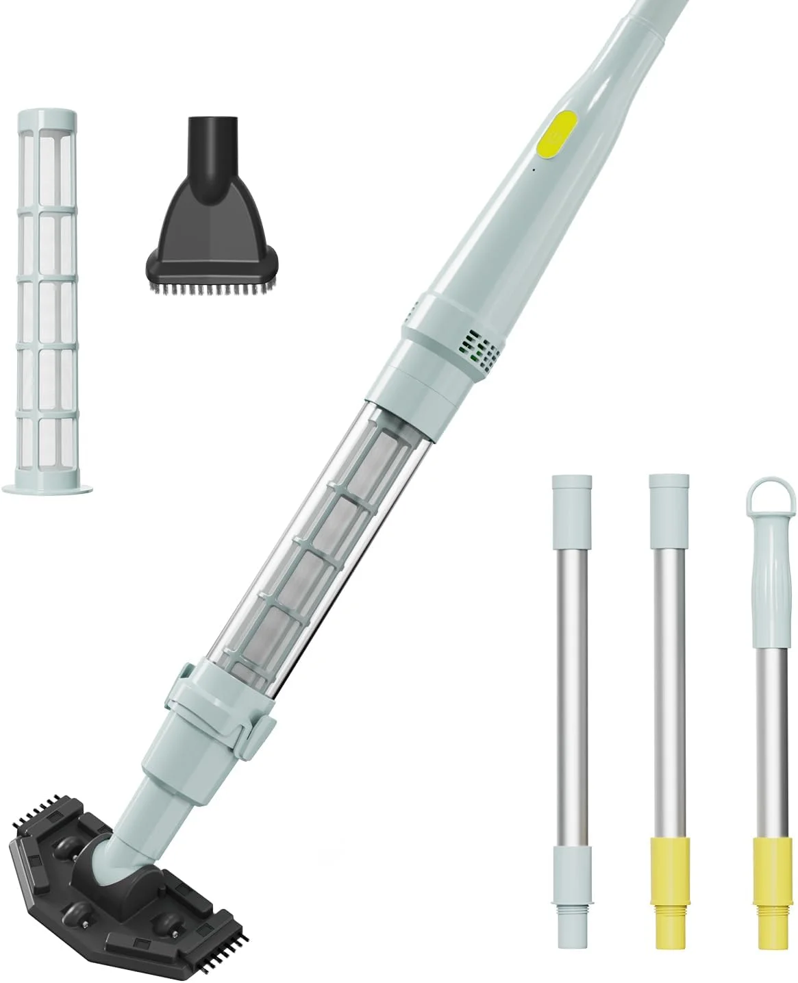 جاروبرقی بدون سیم استخر و جکوزی لایدستو مدل S1 Lite – 90 دقیقه زمان کارکرد، موتور براشلس قدرتمند 20 واتی، شامل 3 میله آلومینیومی، جاروبرقی دستی سبک وزن برای تمیز کردن انواع زباله های کوچک، نقره ای