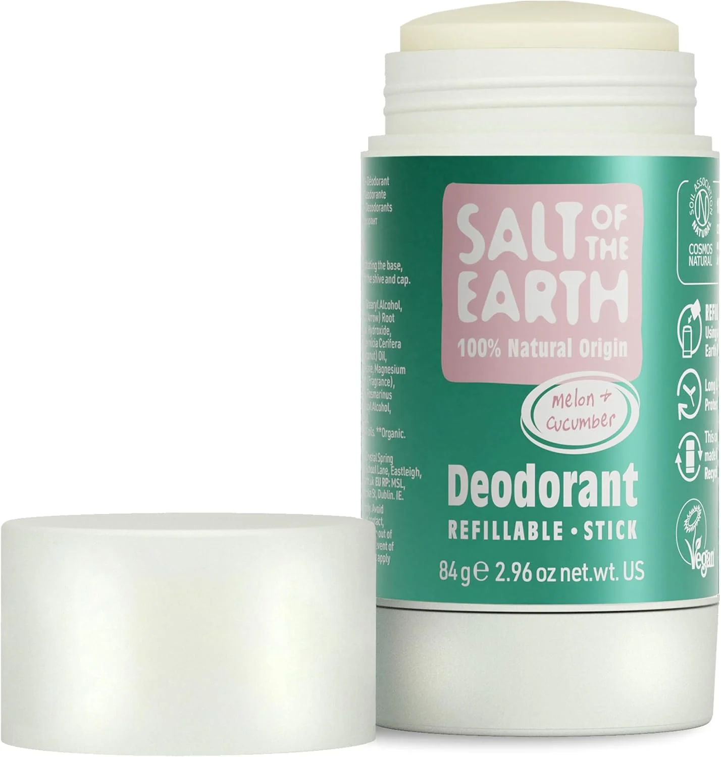 استیک دئودورانت طبیعی سالت آو د ارث - 100% مواد اولیه طبیعی، بدون آلومینیوم، وگان، محافظت طولانی مدت، قابل شارژ مجدد، ساخت انگلستان 84 گرمی (ملون و خیار) استیک دئودورانت طبیعی سالت آو د ارث - 100% مواد اولیه طبیعی، بدون آلومینیوم، وگان، محافظت طولانی مدت، قابل شارژ مجدد، ساخت انگلستان 84 گرمی (ملون و خیار)
