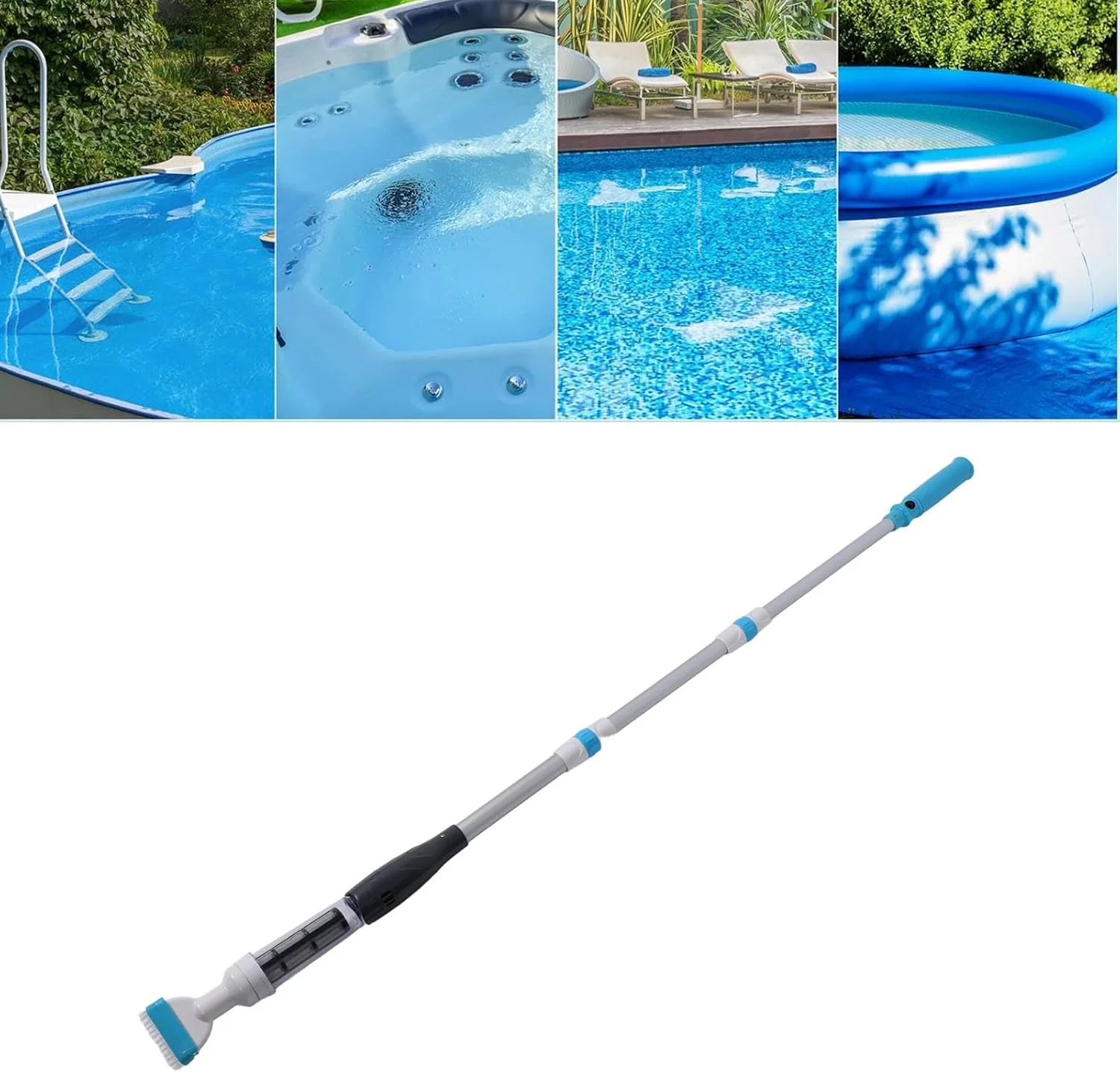 جاروبرقی دستی استخر Luqeeg، تمیز کننده استخر با مکش قوی و جمع شونده با کاهش نویز، جاروبرقی استخر بی سیم سبک وزن، ایده آل برای استخرهای روی زمین، اسپا و وان آب گرم