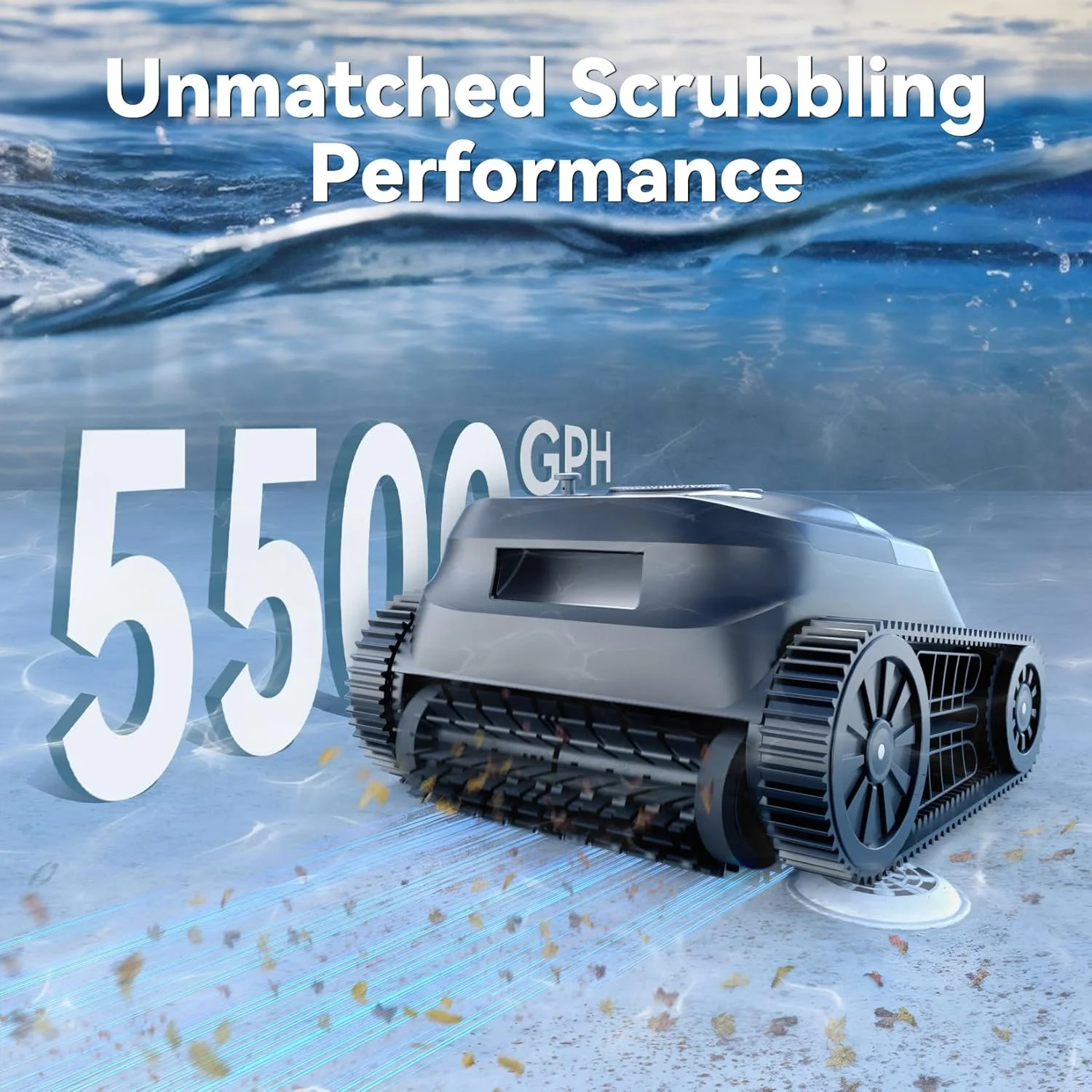 ربات تمیز کننده استخر بی سیم Pondee X5، برنامه ریزی مسیر هوشمند، 180 دقیقه زمان کارکرد، تمیز کردن کف، دیوار و خط آب، 4 حالت تمیز کردن، بازگشت هوشمند، جاروبرقی استخر برای استخرهای داخل زمینی تا 300 متر مربع