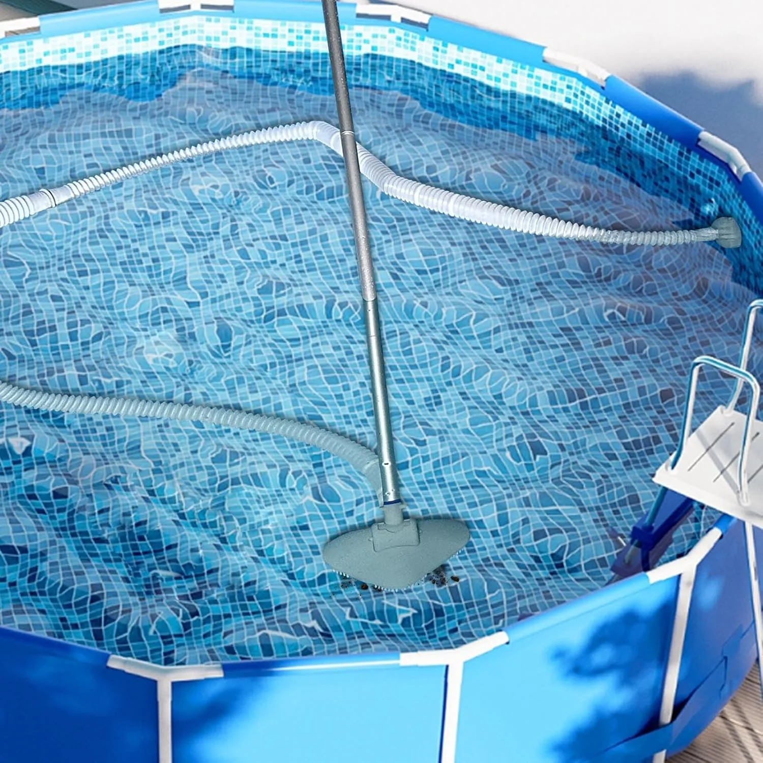 جاروبرقی دستی استخر Jiawu، تمیز کننده تلسکوپی قابل حمل استخر، ابزار تمیز کننده دستی استخر، تمیز کردن عمیق گرد و غبار و زباله برای وان آب گرم، اسپا، حوضچه ها، زیر آب