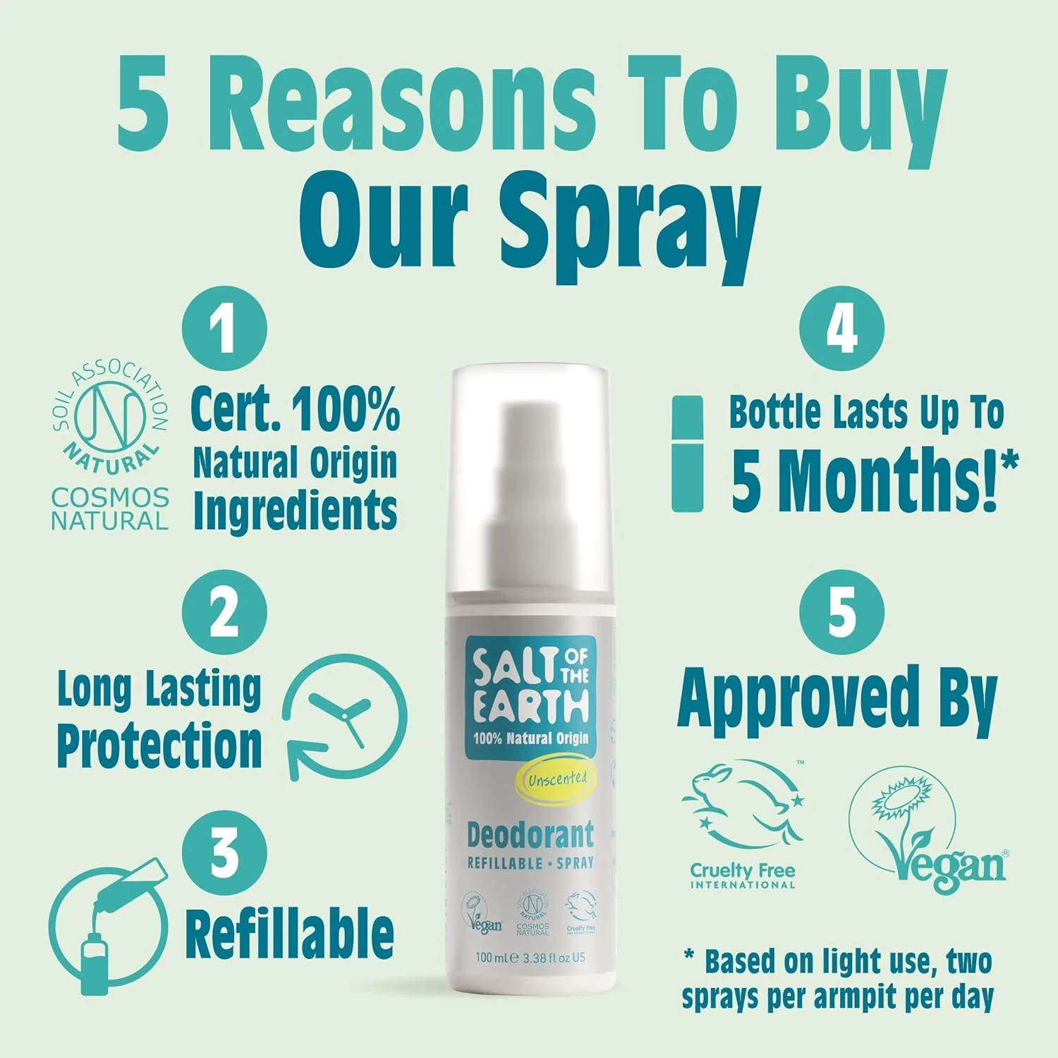 اسپری دئودورانت طبیعی قابل شارژ مجدد Salt of the Earth - مواد تشکیل دهنده 100% طبیعی - وگان، محافظت طولانی مدت - مناسب برای زنان، مردان و کودکان - 100 میلی لیتر (بدون عطر) اسپری دئودورانت طبیعی قابل شارژ مجدد Salt of the Earth - مواد تشکیل دهنده 100% طبیعی - وگان، محافظت طولانی مدت - مناسب برای زنان، مردان و کودکان - 100 میلی لیتر (بدون عطر)