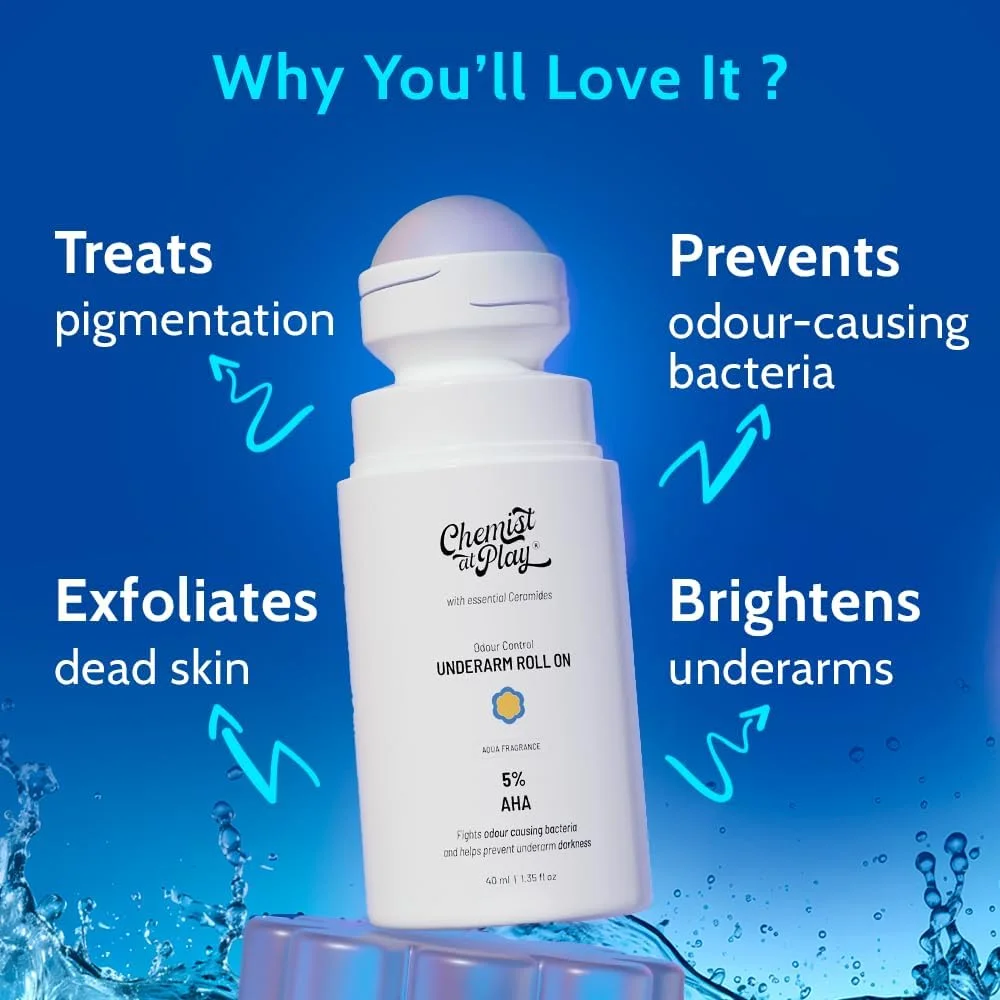 رول ضد تعریق زیر بغل Chemist at Play حاوی 5% AHA | لاکتیک و ماندلیک اسید | جلوگیری از بو، روشن کننده پوست و لایه بردار زیر بغل | مناسب پوست حساس | رایحه آکوا | فاقد الکل و آلومینیوم | 40 میلی لیتر رول ضد تعریق زیر بغل Chemist at Play حاوی 5% AHA | لاکتیک و ماندلیک اسید | جلوگیری از بو، روشن کننده پوست و لایه بردار زیر بغل | مناسب پوست حساس | رایحه آکوا | فاقد الکل و آلومینیوم | 40 میلی لیتر