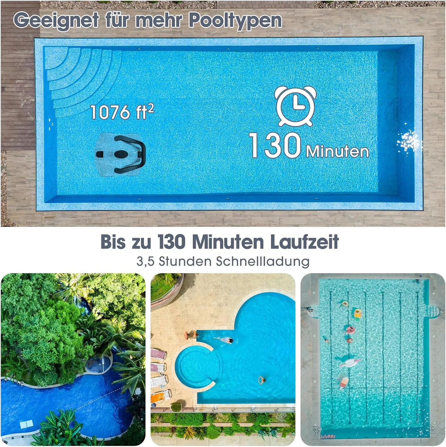 جاروبرقی استخری سیان اسپن، بدون سیم، اتوماتیک، سفید، پلاستیکی، 130 دقیقه زمان کارکرد، پارک خودکار، راندمان بالا، عمر باتری طولانی