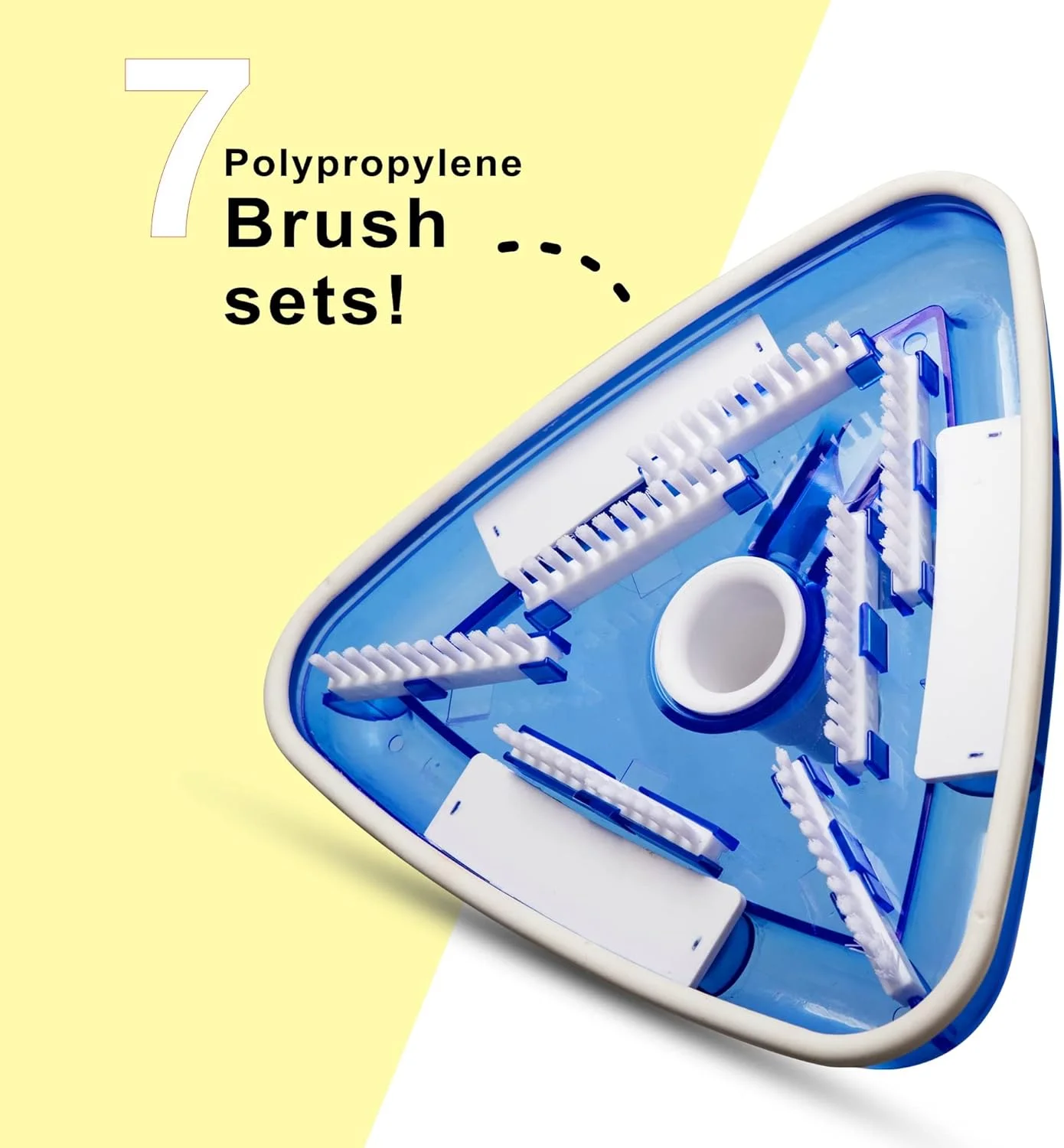 سر جاروبرقی استخری Uoark با برس زیرین، جاروبرقی استخری مثلثی شفاف و وزنی با اتصال شلنگ چرخان و دسته گیره آسان، برس زیرین.