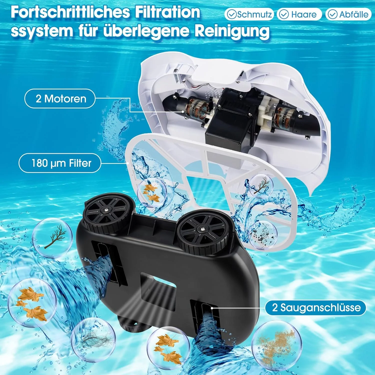 جاروبرقی استخری سیان اسپن، بدون سیم، اتوماتیک، سفید، پلاستیکی، 130 دقیقه زمان کارکرد، پارک خودکار، راندمان بالا، عمر باتری طولانی