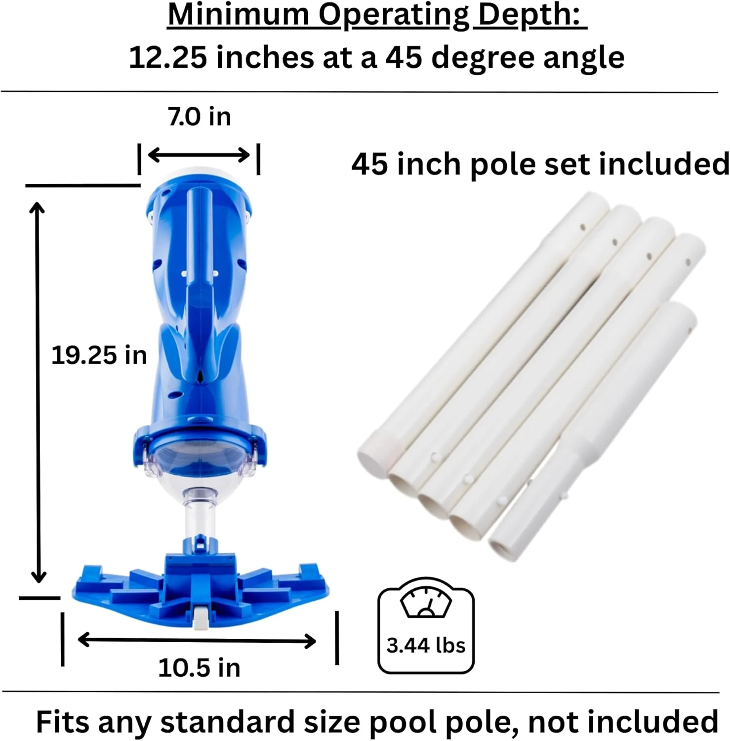 جاروبرقی استخری POOL BLASTER Catfish Ultra شارژی، با باتری، ایده آل برای استخرهای داخل زمینی و بالای زمینی برای تمیز کردن برگ ها، خاک، شن و لای.