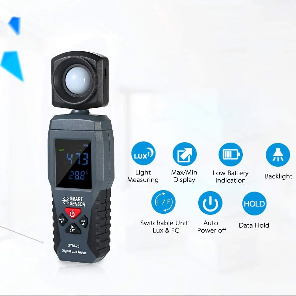 نور سنج دیجیتال UNI-T مدل ST9620 با صفحه نمایش LCD و قابلیت اندازه گیری 1 تا 200000 لوکس نور سنج دیجیتال UNI-T مدل ST9620 با صفحه نمایش LCD و قابلیت اندازه گیری 1 تا 200000 لوکس