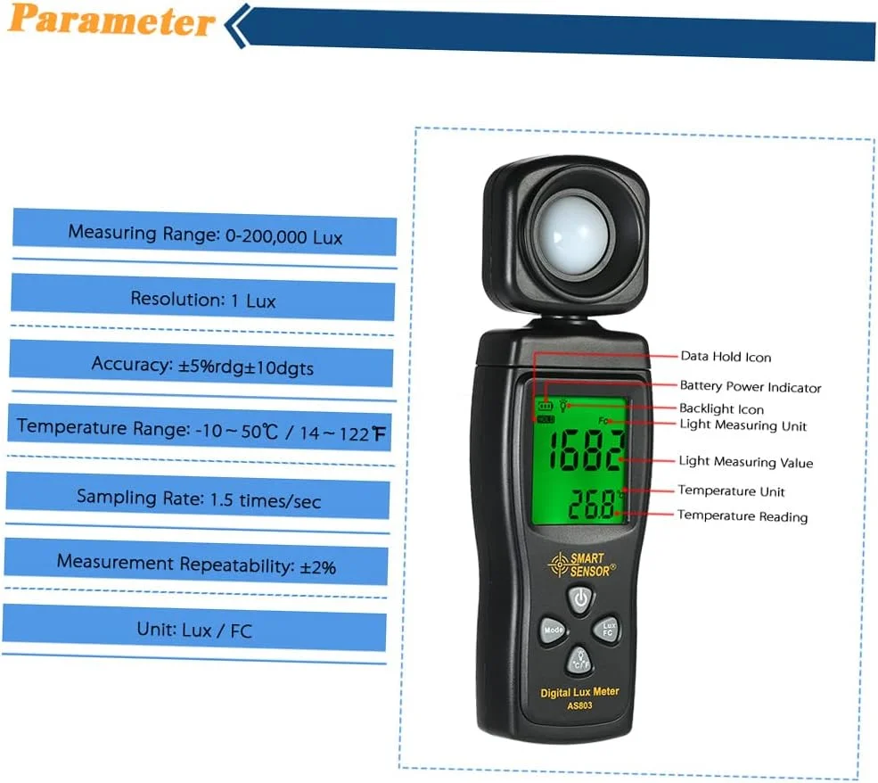 نور سنج دیجیتال یونی-تی، نور سنج دستی مینی با صفحه نمایش LCD، روشنایی سنج، نورسنج، محدوده 0-200000 لوکس نور سنج دیجیتال یونی-تی، نور سنج دستی مینی با صفحه نمایش LCD، روشنایی سنج، نورسنج، محدوده 0-200000 لوکس
