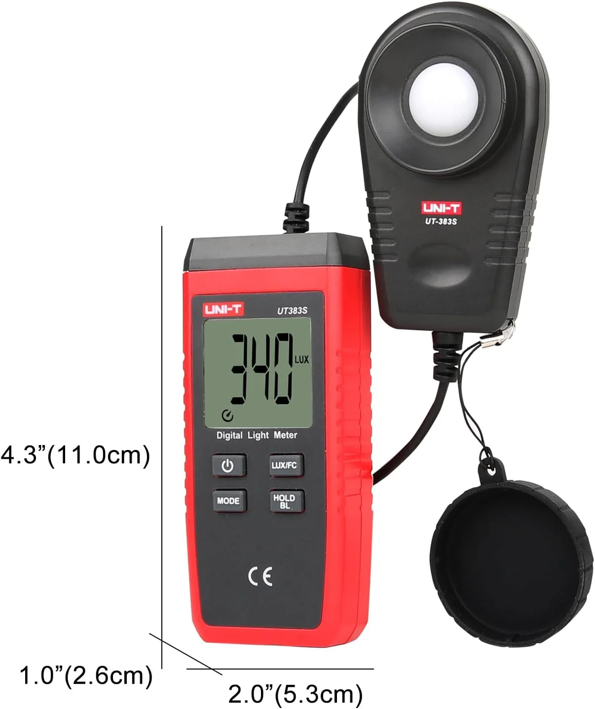 نورسنج دستی دیجیتال UNI-T UT383S، محدوده 0 تا 199900 لوکس (0 تا 18500 FC) مناسب برای عکاسی، گیاهان، نورسنجی، شدت روشنایی و اندازه گیری روشنایی