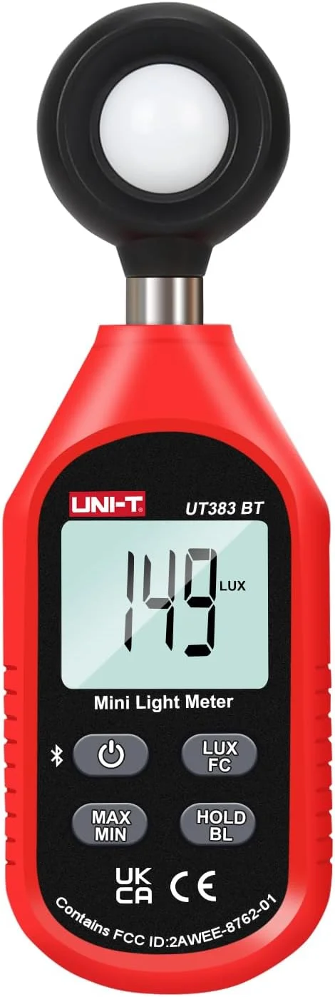 نورسنج دیجیتال UNI-T مدل UT383BT، لوکس متر با محدوده 0 تا 199900 لوکس (0 تا 18500 FC) برای عکاسی فیلم، گیاهان، نورسنجی، اندازه گیری شدت روشنایی نورسنج دیجیتال UNI-T مدل UT383BT، لوکس متر با محدوده 0 تا 199900 لوکس (0 تا 18500 FC) برای عکاسی فیلم، گیاهان، نورسنجی، اندازه گیری شدت روشنایی