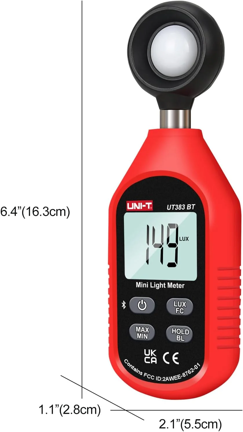 نورسنج دیجیتال UNI-T مدل UT383BT، لوکس متر با محدوده 0 تا 199900 لوکس (0 تا 18500 FC) برای عکاسی فیلم، گیاهان، نورسنجی، اندازه گیری شدت روشنایی نورسنج دیجیتال UNI-T مدل UT383BT، لوکس متر با محدوده 0 تا 199900 لوکس (0 تا 18500 FC) برای عکاسی فیلم، گیاهان، نورسنجی، اندازه گیری شدت روشنایی