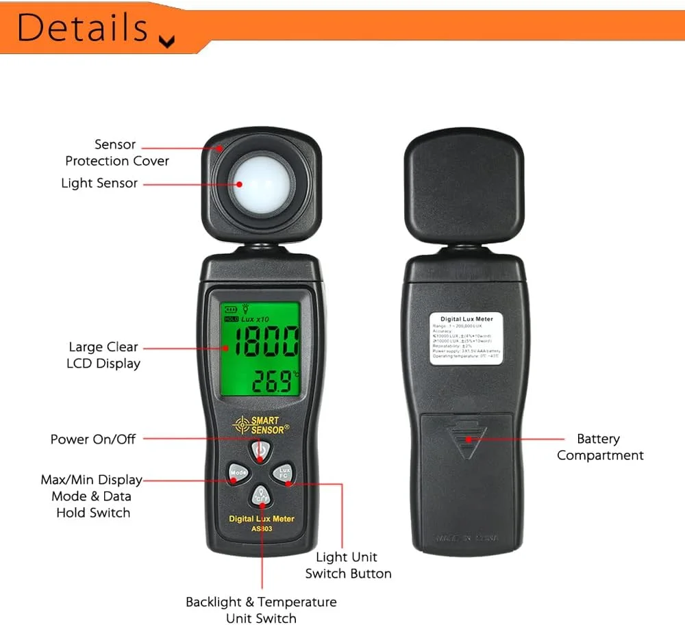 نور سنج دیجیتال یونی-تی، نور سنج دستی مینی با صفحه نمایش LCD، روشنایی سنج، نورسنج، محدوده 0-200000 لوکس نور سنج دیجیتال یونی-تی، نور سنج دستی مینی با صفحه نمایش LCD، روشنایی سنج، نورسنج، محدوده 0-200000 لوکس