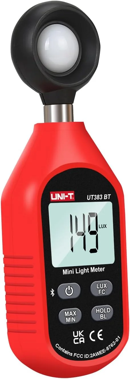 نورسنج دیجیتال UNI-T مدل UT383BT، لوکس متر با محدوده 0 تا 199900 لوکس (0 تا 18500 FC) برای عکاسی فیلم، گیاهان، نورسنجی، اندازه گیری شدت روشنایی نورسنج دیجیتال UNI-T مدل UT383BT، لوکس متر با محدوده 0 تا 199900 لوکس (0 تا 18500 FC) برای عکاسی فیلم، گیاهان، نورسنجی، اندازه گیری شدت روشنایی
