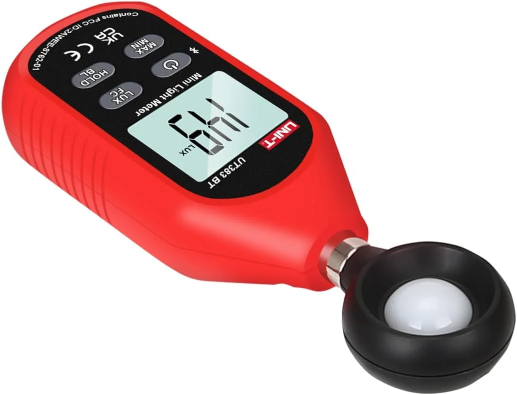 نورسنج دیجیتال UNI-T مدل UT383BT، لوکس متر با محدوده 0 تا 199900 لوکس (0 تا 18500 FC) برای عکاسی فیلم، گیاهان، نورسنجی، اندازه گیری شدت روشنایی نورسنج دیجیتال UNI-T مدل UT383BT، لوکس متر با محدوده 0 تا 199900 لوکس (0 تا 18500 FC) برای عکاسی فیلم، گیاهان، نورسنجی، اندازه گیری شدت روشنایی