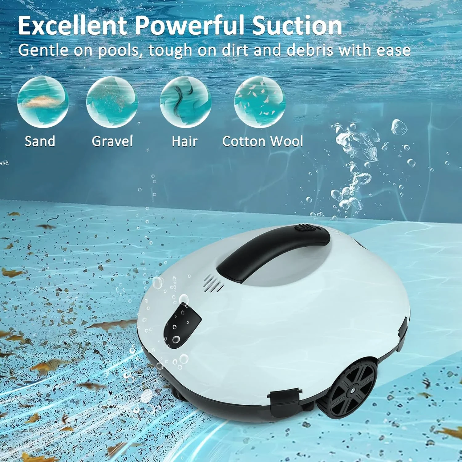 ربات تمیز کننده استخر بی سیم 2025، جاروبرقی رباتیک استخر برای استخرهای داخل زمینی، زمان کارکرد 120 دقیقه جاروبرقی استخر سبک وزن برای استخرهای شنا با کف صاف، ربات قدرتمند تا 860 فوت مربع