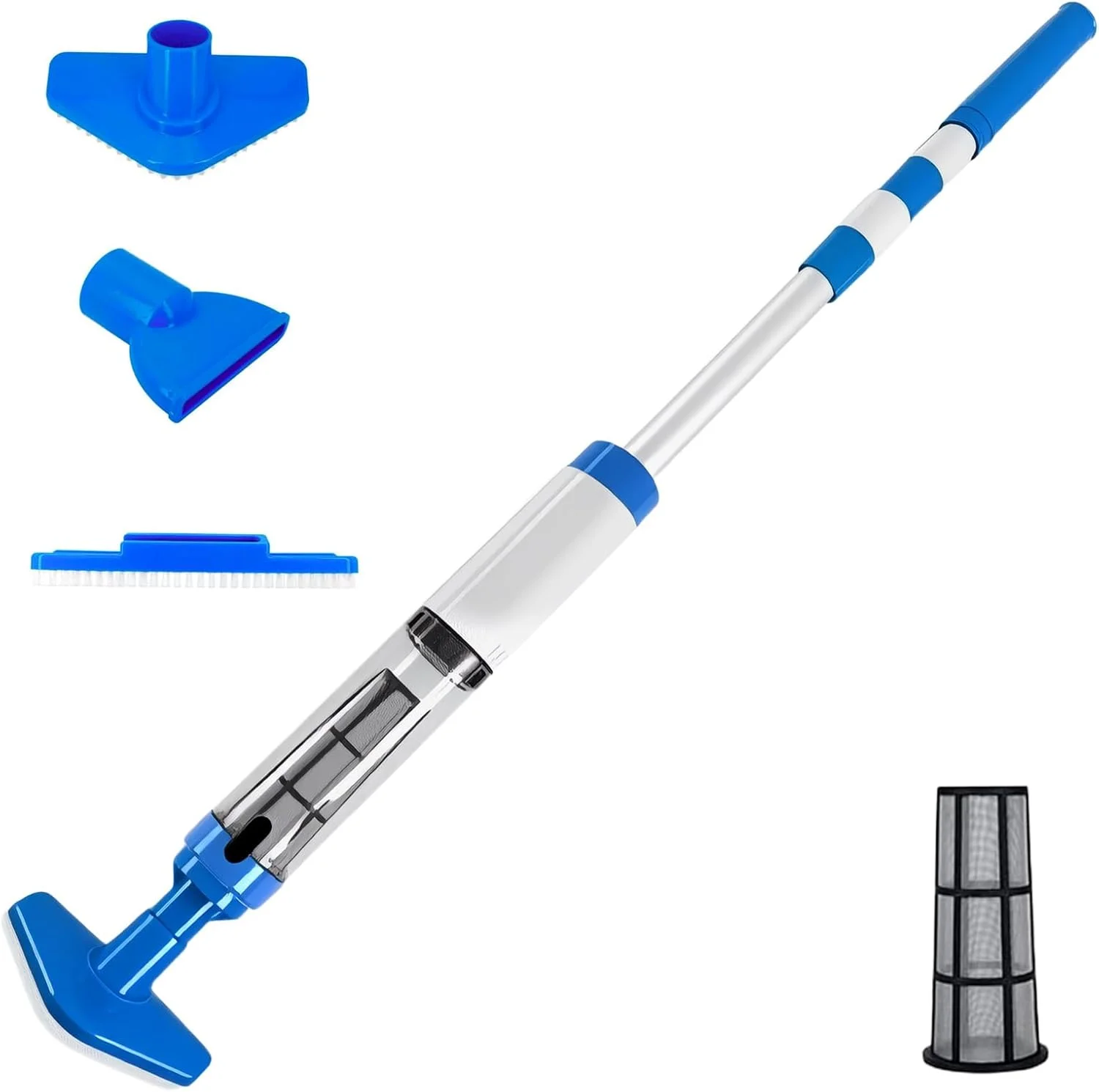 جاروبرقی استخری بی سیم 3 در 1 CAWUWE، جاروبرقی دستی قابل شارژ با میله تلسکوپی، برای تمیز کردن عمیق و مکش قدرتمند، برای جکوزی، استخر رو باز و سرپوشیده و اسپا