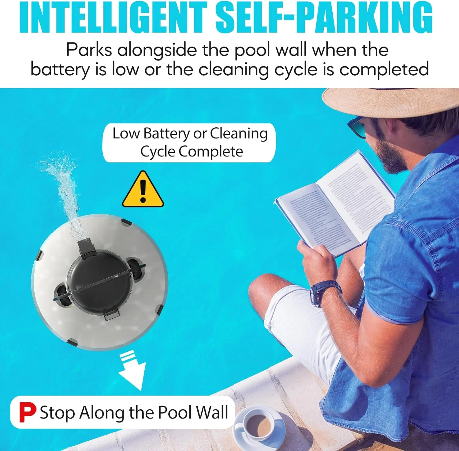 ربات تمیز کننده استخر بی سیم برای استخرهای رو باز و توکار - خود پارک، جاروبرقی استخر اتوماتیک با 120 دقیقه