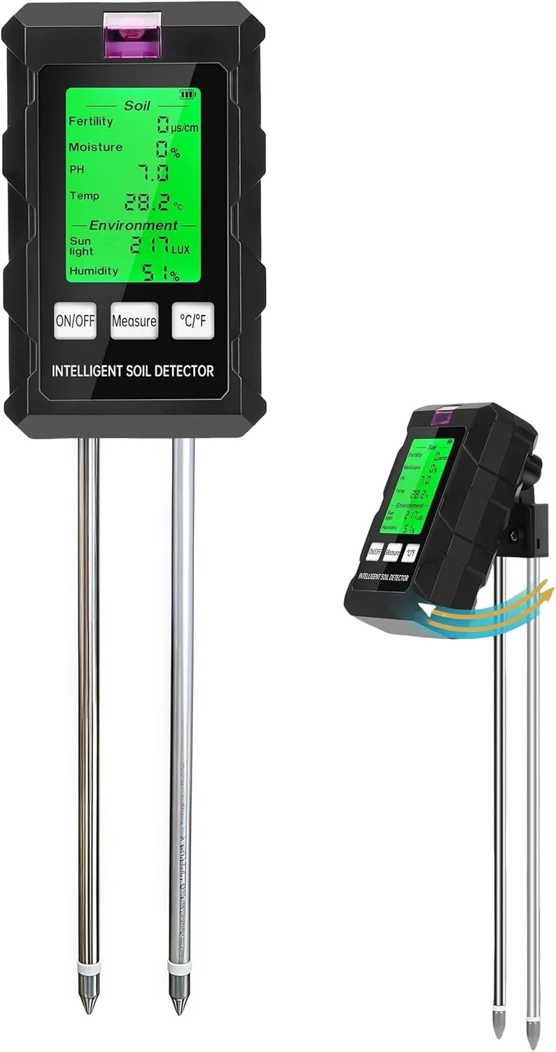 رطوبت سنج خاک Angju، رطوبت سنج دیجیتال 6 در 1، با قابلیت اندازه گیری pH، نور خورشید، دما، رطوبت، حاصلخیزی و رطوبت خاک، تستر خاک گیاه با صفحه نمایش LCD و پروب دوتایی، برای استفاده در باغ، چمن، مزرعه، داخل و خارج از منزل رطوبت سنج خاک Angju، رطوبت سنج دیجیتال 6 در 1، با قابلیت اندازه گیری pH، نور خورشید، دما، رطوبت، حاصلخیزی و رطوبت خاک، تستر خاک گیاه با صفحه نمایش LCD و پروب دوتایی، برای استفاده در باغ، چمن، مزرعه، داخل و خارج از منزل