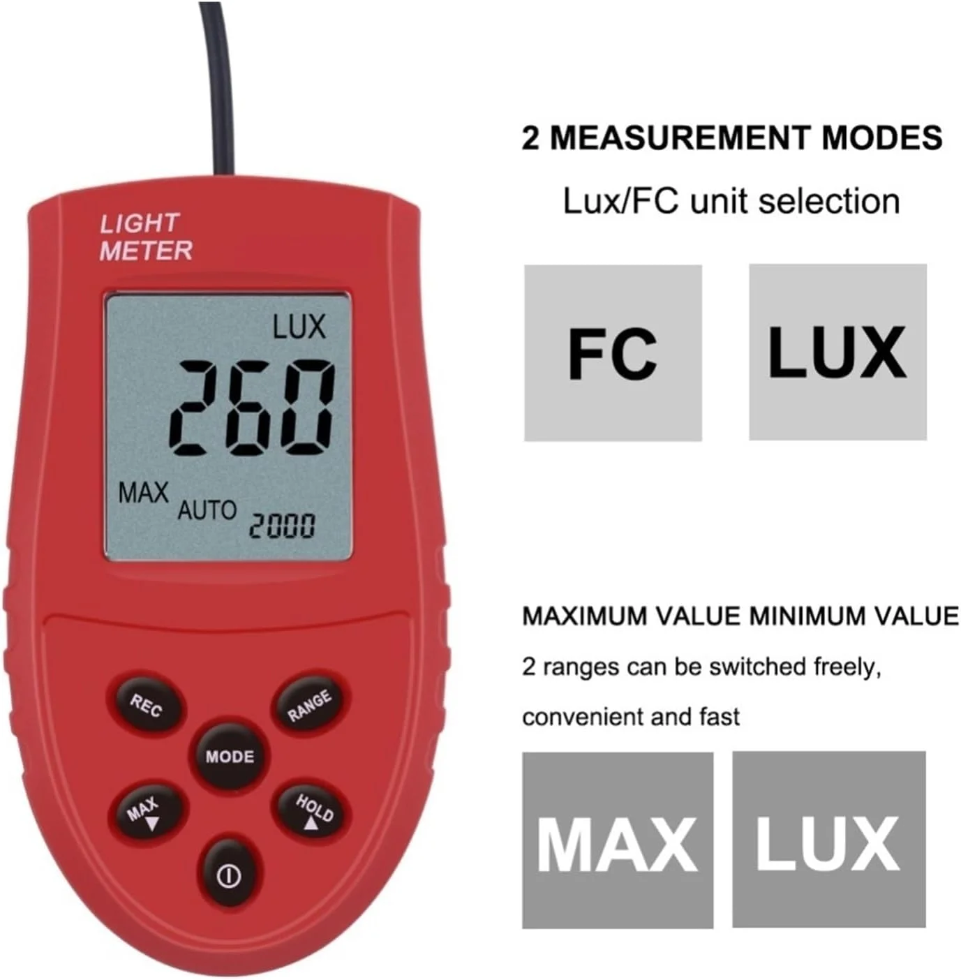 نورسنج دیجیتال 200,000 لوکس، نورسنج/FC، لومینومتر، فوتومتر، نورسنج 3 محدوده نورسنج دیجیتال 200,000 لوکس، نورسنج/FC، لومینومتر، فوتومتر، نورسنج 3 محدوده