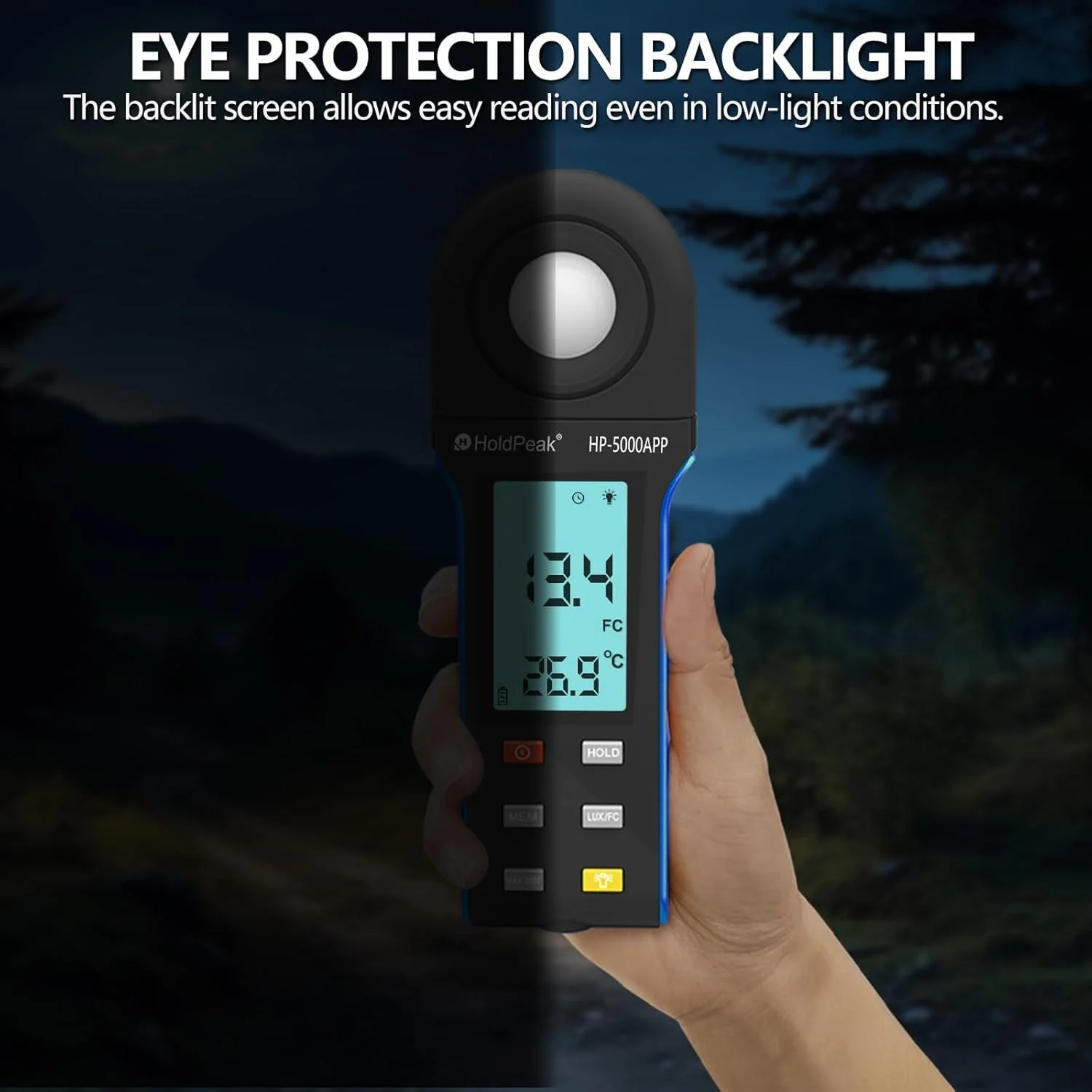 نورسنج دیجیتال H HOLDPEAK برای اندازه گیری روشنایی 400,000 لوکس 5000APP، دستگاه های اندازه گیری نور، پوزومتر دیجیتال قابل حمل، برای نور LED/گیاهان، چرخش 270 درجه، عملکرد APP نورسنج دیجیتال H HOLDPEAK برای اندازه گیری روشنایی 400,000 لوکس 5000APP، دستگاه های اندازه گیری نور، پوزومتر دیجیتال قابل حمل، برای نور LED/گیاهان، چرخش 270 درجه، عملکرد APP