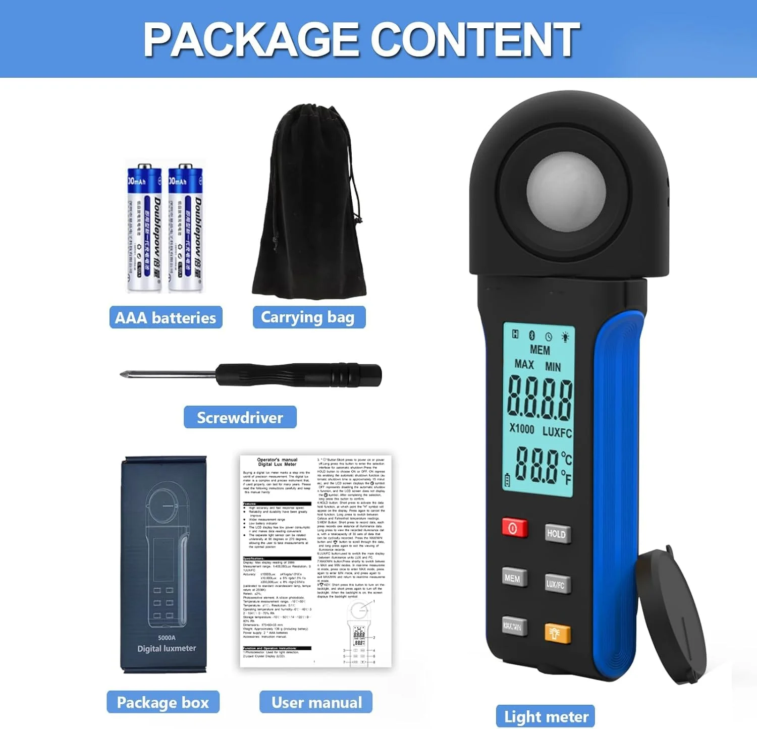 نورسنج دیجیتال H HOLDPEAK برای اندازه گیری روشنایی 400,000 لوکس 5000APP، دستگاه های اندازه گیری نور، پوزومتر دیجیتال قابل حمل، برای نور LED/گیاهان، چرخش 270 درجه، عملکرد APP نورسنج دیجیتال H HOLDPEAK برای اندازه گیری روشنایی 400,000 لوکس 5000APP، دستگاه های اندازه گیری نور، پوزومتر دیجیتال قابل حمل، برای نور LED/گیاهان، چرخش 270 درجه، عملکرد APP