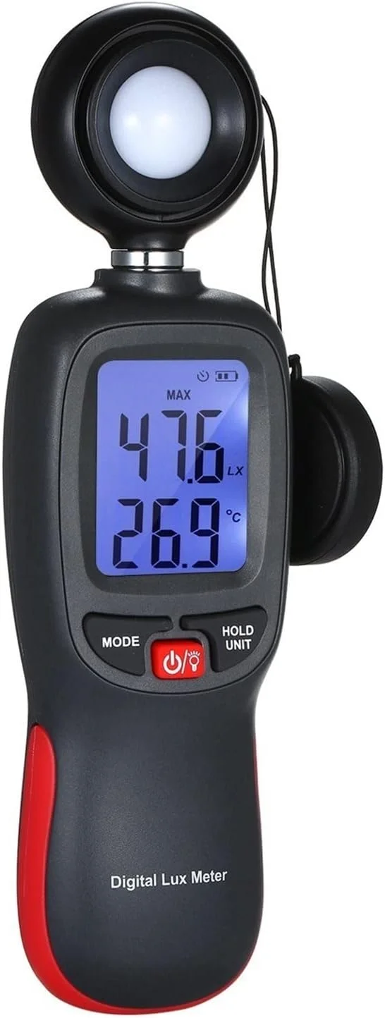 نورسنج، نورسنج دیجیتال با صفحه نمایش LCD، نورسنج دستی کوچک، فوتومتر با حالت حداکثر/حداقل/داده، حسگر نور نورسنج، نورسنج دیجیتال با صفحه نمایش LCD، نورسنج دستی کوچک، فوتومتر با حالت حداکثر/حداقل/داده، حسگر نور