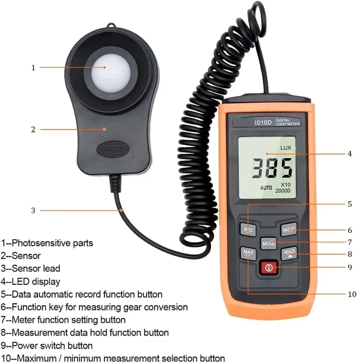 نورسنج دیجیتال دستی LCD Fotometro عکاسی لومینومتر حداکثر حداقل 0-200000 LUX فوتومتر تستر روشنایی luxometro، قرائت های دقیق نورسنج دیجیتال دستی LCD Fotometro عکاسی لومینومتر حداکثر حداقل 0-200000 LUX فوتومتر تستر روشنایی luxometro، قرائت های دقیق