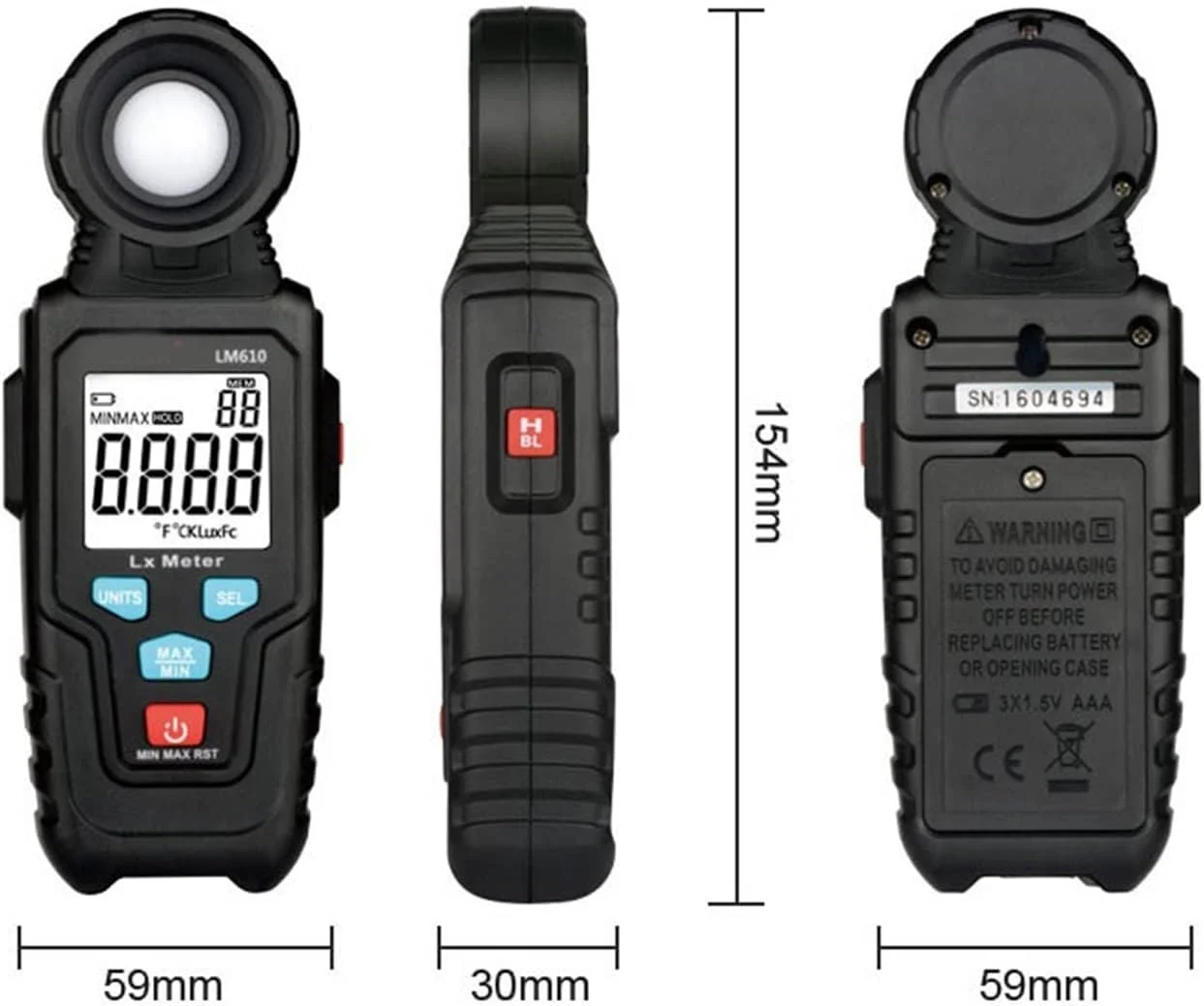 نورسنج دیجیتال 100,000 لوکس، نورسنج دیجیتال دستی، دماسنج محیط، مناسب برای اتاق، سوپرمارکت، مزرعه، حسگر نور محیطی شرکت، قرائت دقیق