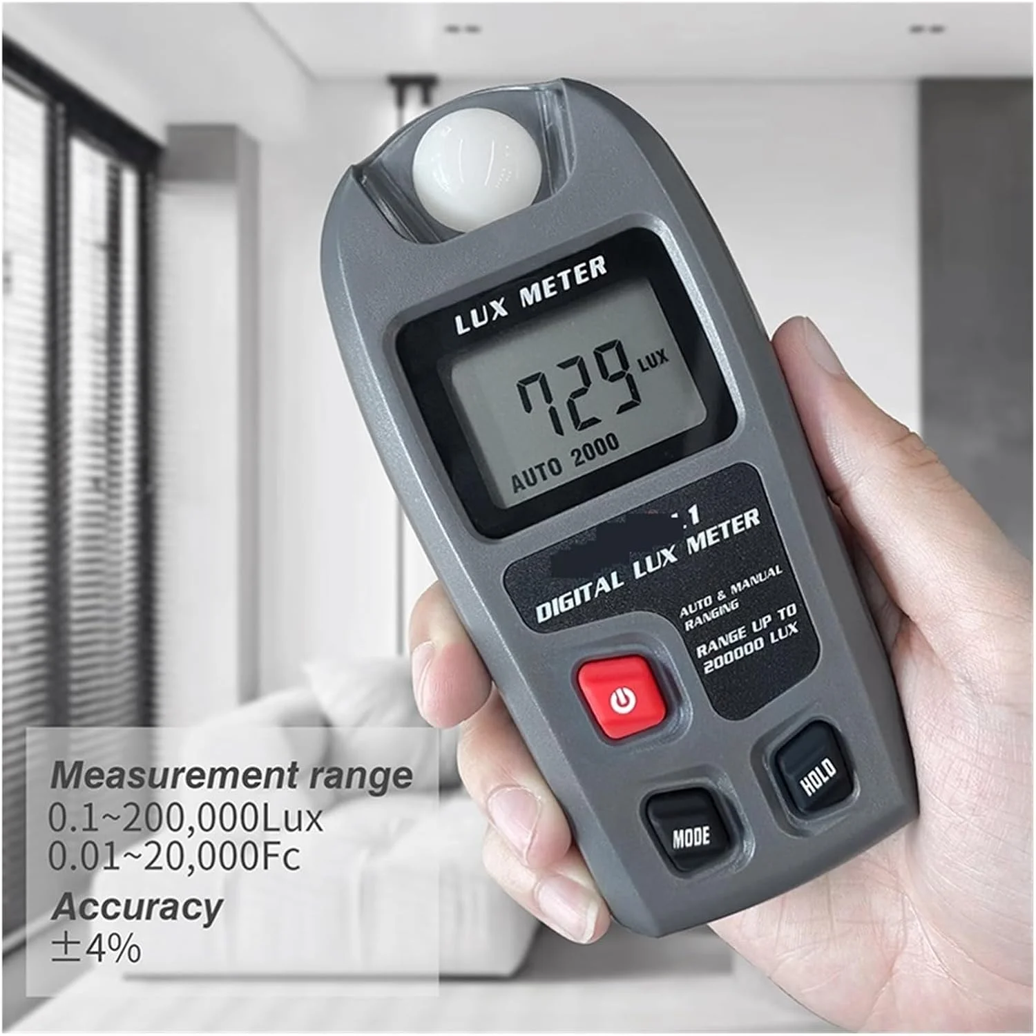 نورسنج، نورسنج دیجیتال لوکس LCD جیبی، نورسنج دستی لوکس/FC 0~200,000 لوکس، تستر اندازه گیری، فتومتر، لوکس متر، روشنایی سنج