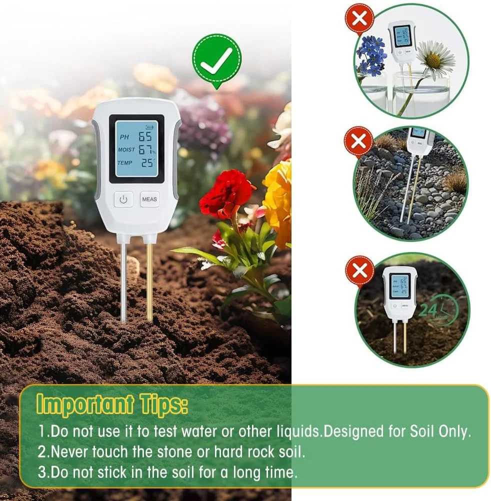 HASTHIP® خاک سنج 5 در 1 با دو پروب، خاک سنج برای حاصلخیزی خاک/رطوبت/دما/pH/نور خورشید/خاک سنج دیجیتال LCD برای رطوبت خاک، خاک سنج کشاورزی دقیق (بدون باتری) HASTHIP® خاک سنج 5 در 1 با دو پروب، خاک سنج برای حاصلخیزی خاک/رطوبت/دما/pH/نور خورشید/خاک سنج دیجیتال LCD برای رطوبت خاک، خاک سنج کشاورزی دقیق (بدون باتری)