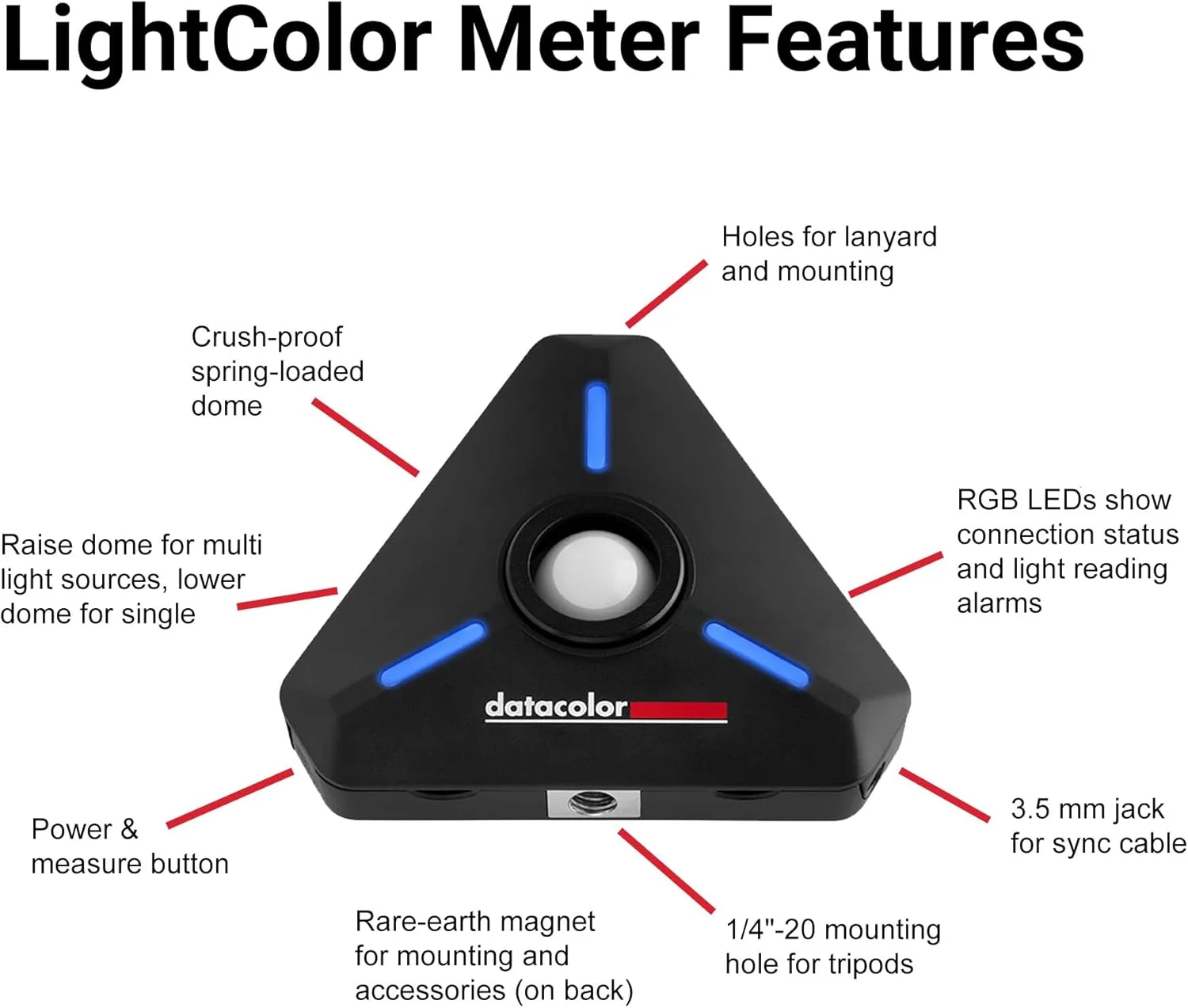 نورسنج و رنگ‌سنج بلوتوثی Datacolor LightColor Meter برای عکس، ویدیو و سینما - داده‌های بی‌درنگ - جمع و جور و بادوام