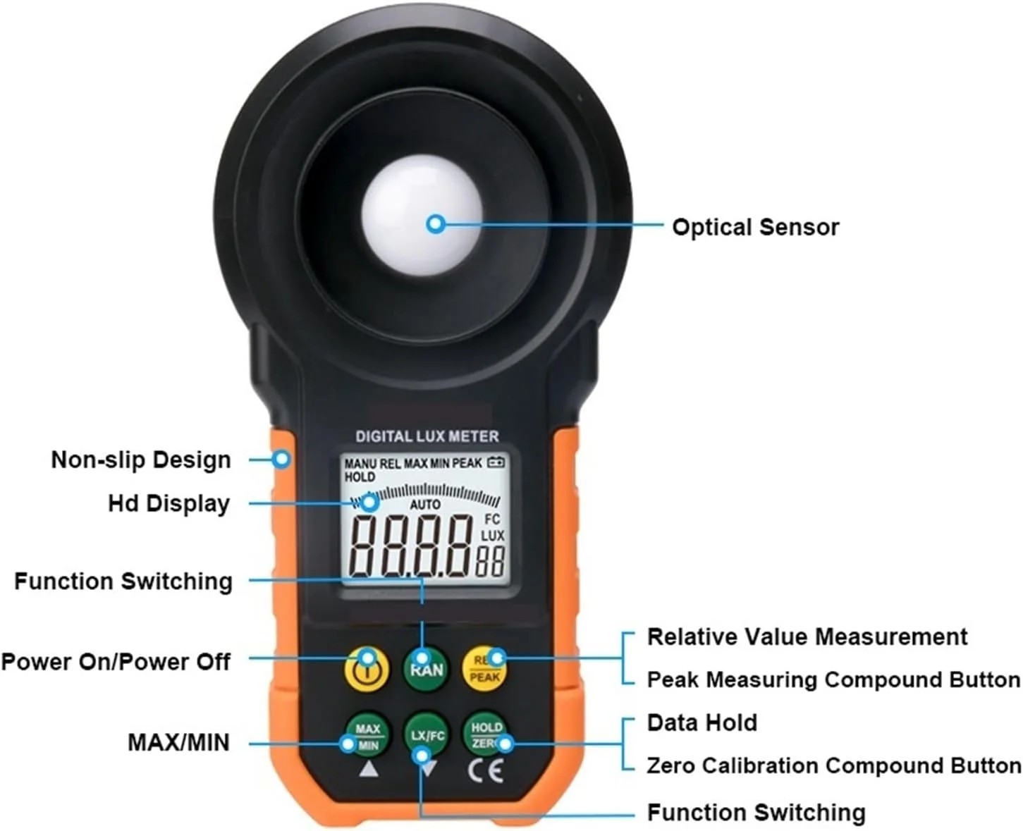 نورسنج، نورسنج LED رنگی برای تست روشنایی، 200000 LUX، لوکس متر دیجیتال دستی، تستر محیطی لوکسومتر نورسنج، نورسنج LED رنگی برای تست روشنایی، 200000 LUX، لوکس متر دیجیتال دستی، تستر محیطی لوکسومتر