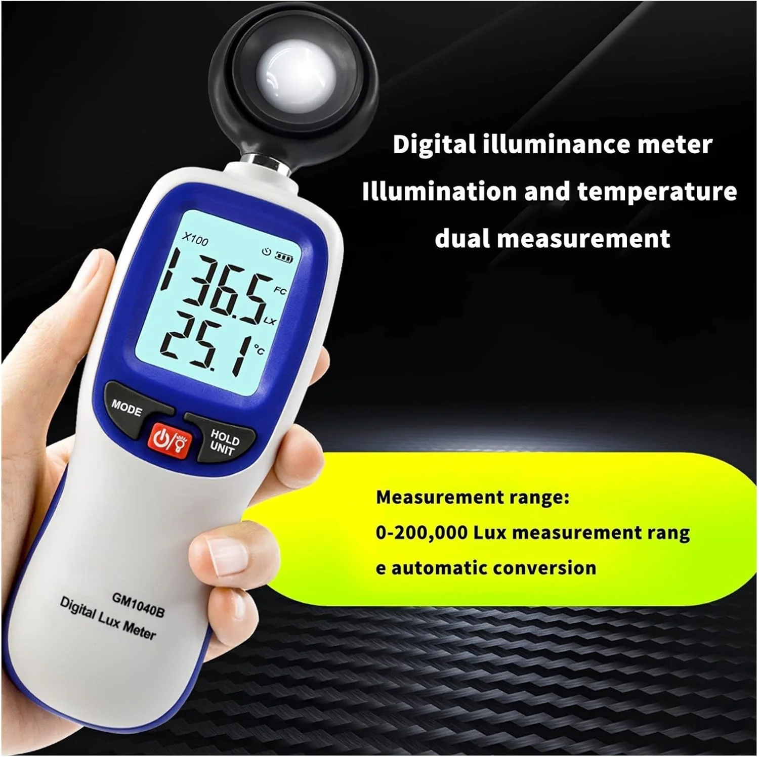 نورسنج دستی KHHFFUH، نورسنج دیجیتال با صفحه نمایش LCD، بلوتوث دستی 0-200000 لوکس، ابزار اندازه گیری دمای محیط برای نورسنجی نورسنج دستی KHHFFUH، نورسنج دیجیتال با صفحه نمایش LCD، بلوتوث دستی 0-200000 لوکس، ابزار اندازه گیری دمای محیط برای نورسنجی