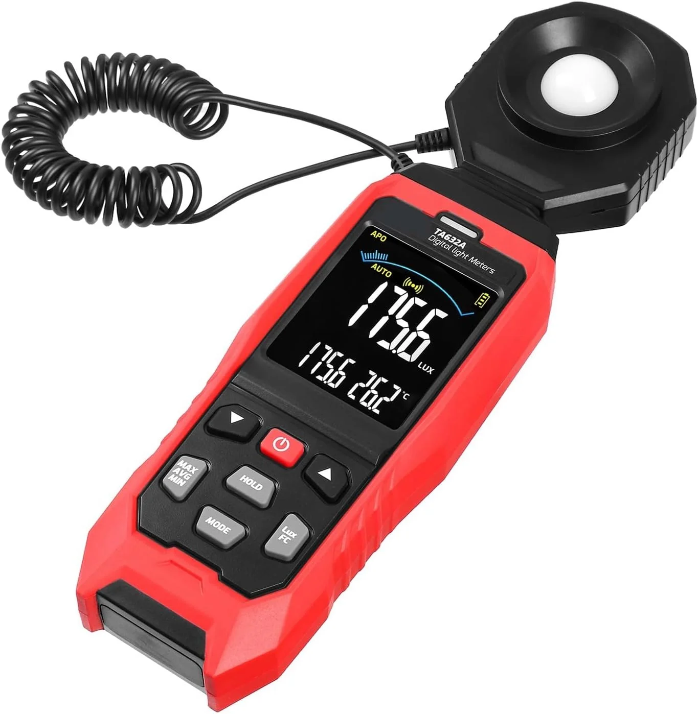 نور سنج دستی HOKVJ مدل TA632A، نورسنج دیجیتال LCD، محدوده 0-200000 لوکس، دستگاه اندازه گیری نور دیجیتال دستی، ابزار اندازه گیری دمای محیط برای کاربردهای فتومتریک نور سنج دستی HOKVJ مدل TA632A، نورسنج دیجیتال LCD، محدوده 0-200000 لوکس، دستگاه اندازه گیری نور دیجیتال دستی، ابزار اندازه گیری دمای محیط برای کاربردهای فتومتریک