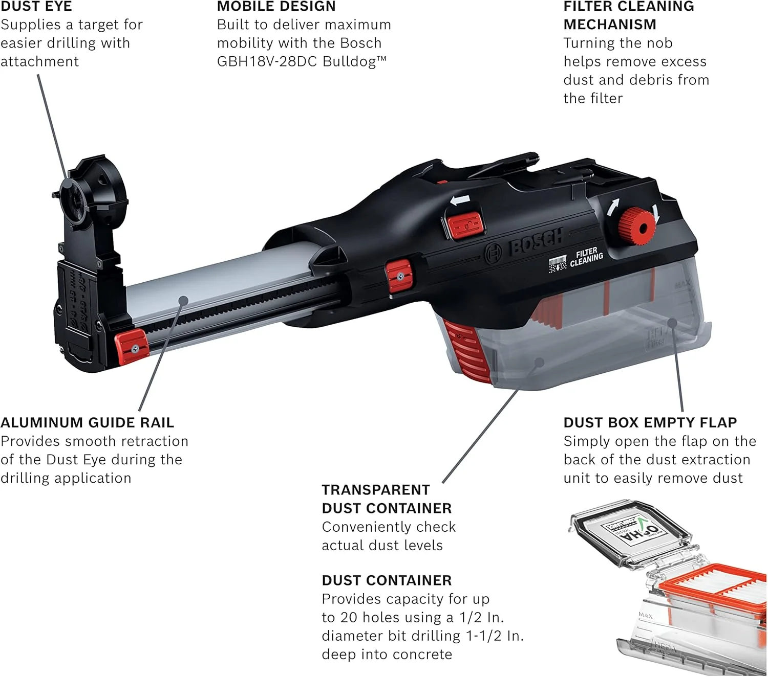 مجموعه جمع آوری گرد و غبار بوش مدل GDE28D SDS-Plus®‎